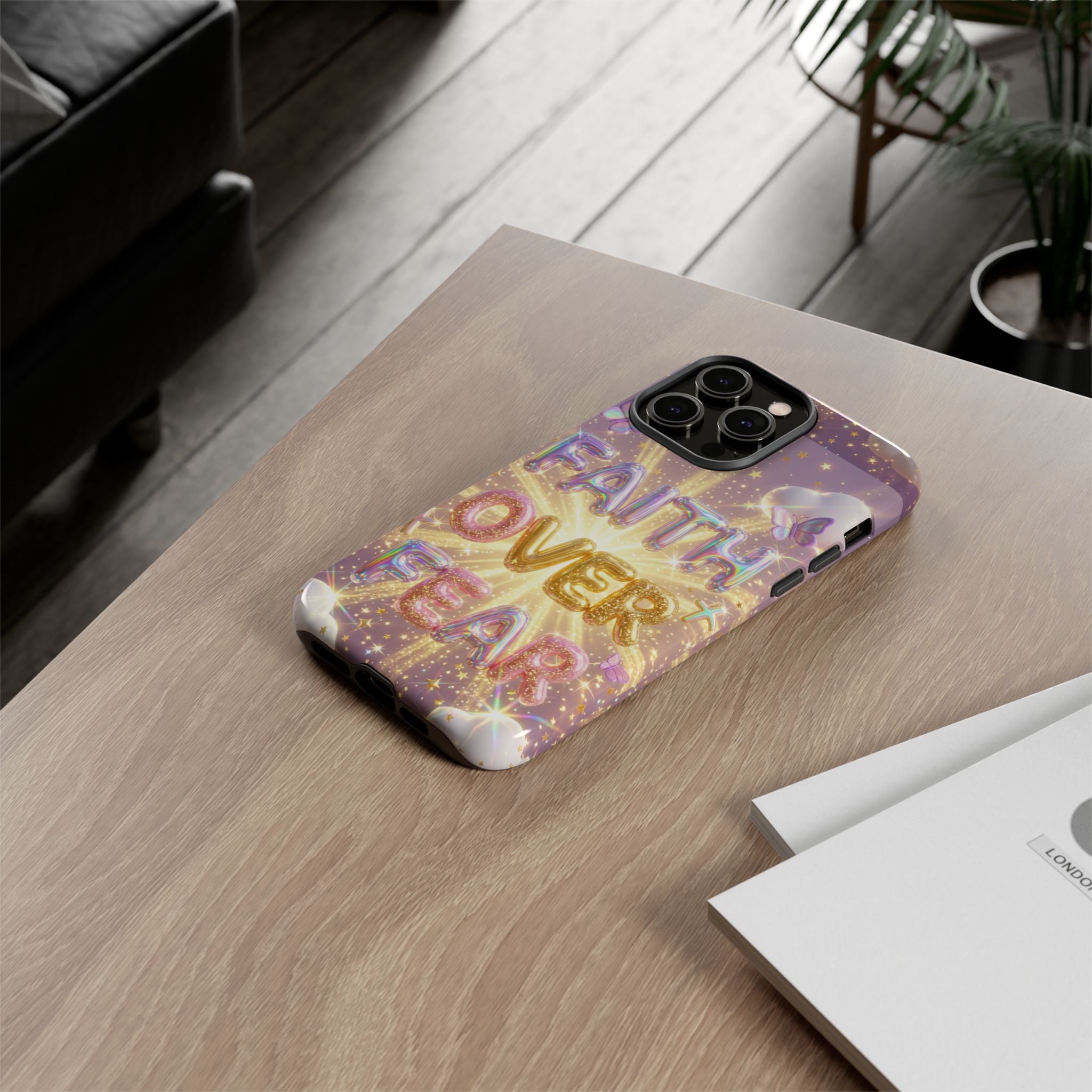 Faith Over Fear Glitter Phone Case — Inspirational Protective iPhone Cover