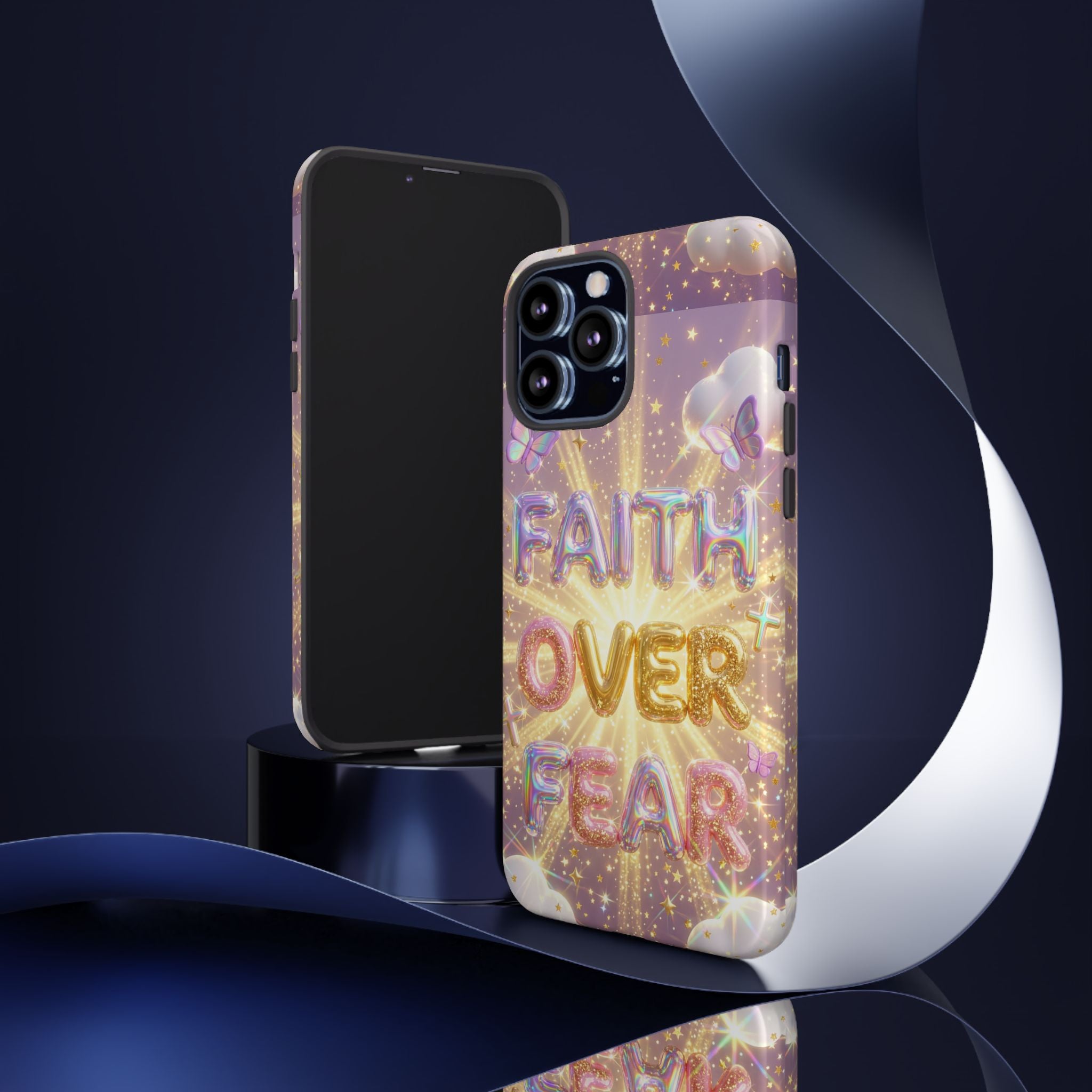 Faith Over Fear Glitter Phone Case — Inspirational Protective iPhone Cover