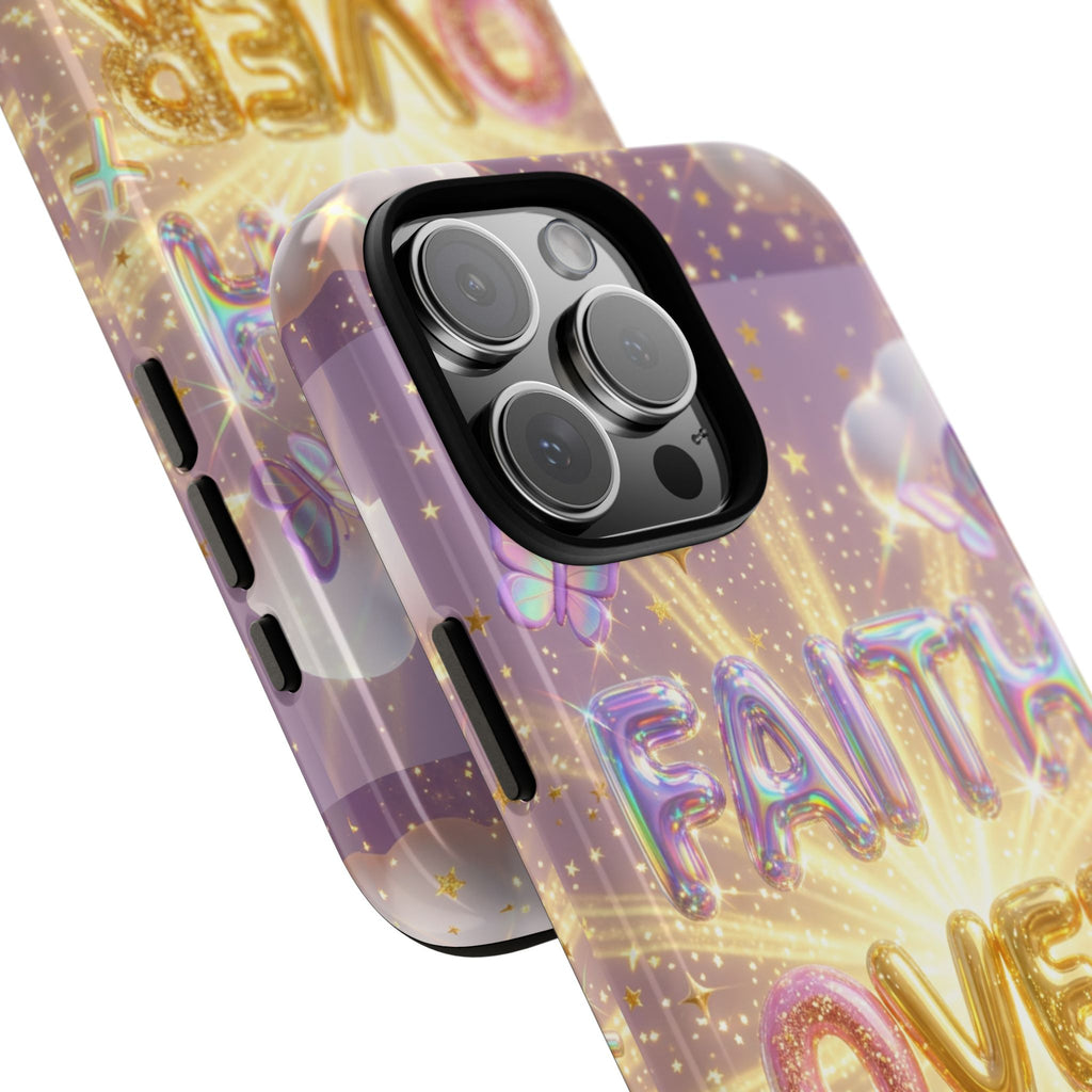 Faith Over Fear Glitter Phone Case — Inspirational Protective iPhone Cover