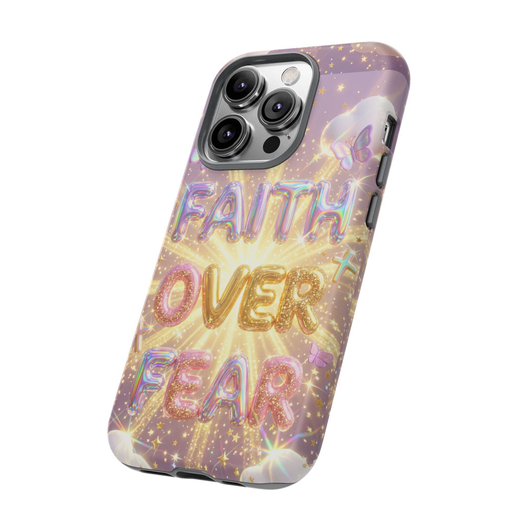 Faith Over Fear Glitter Phone Case — Inspirational Protective iPhone Cover