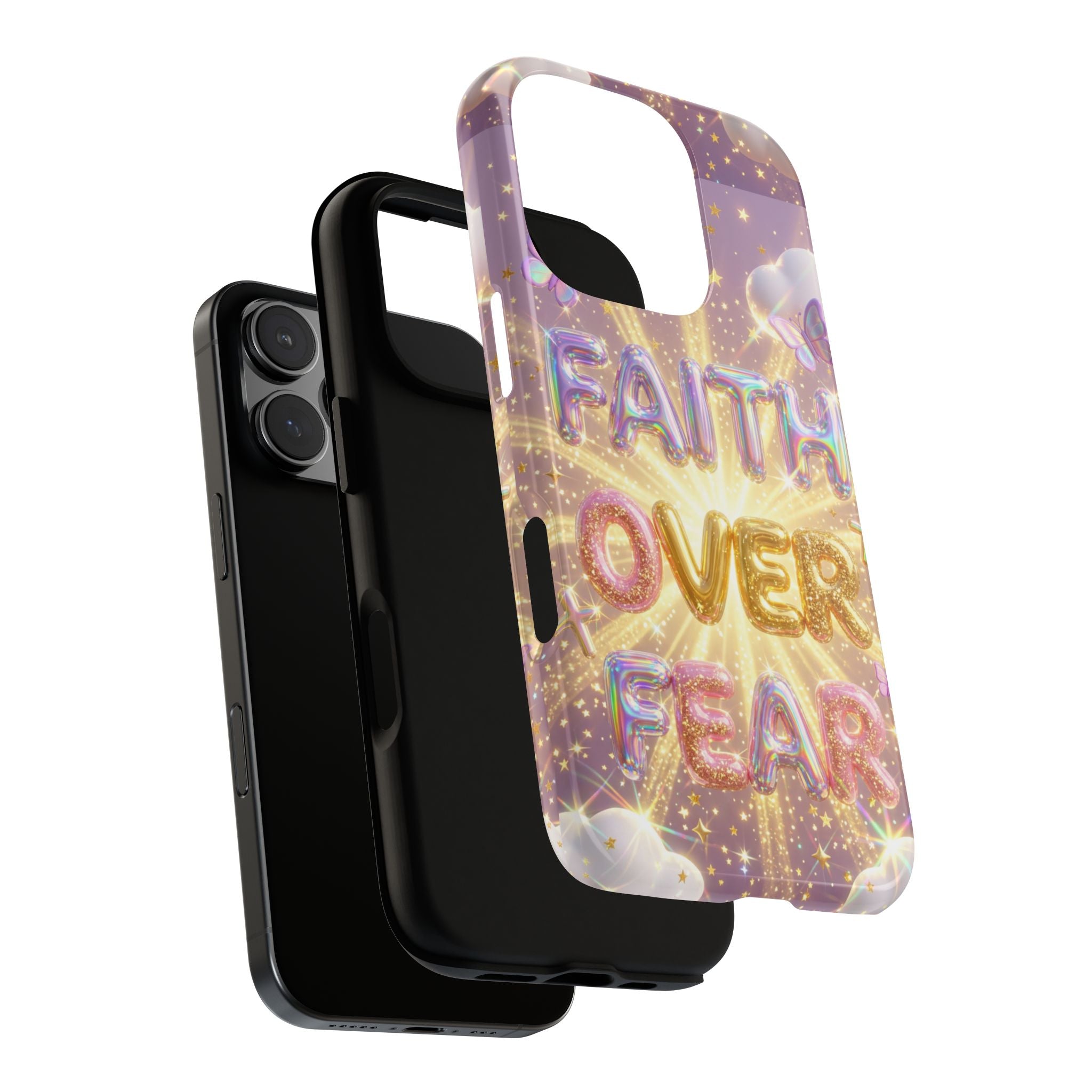 Faith Over Fear Glitter Phone Case — Inspirational Protective iPhone Cover