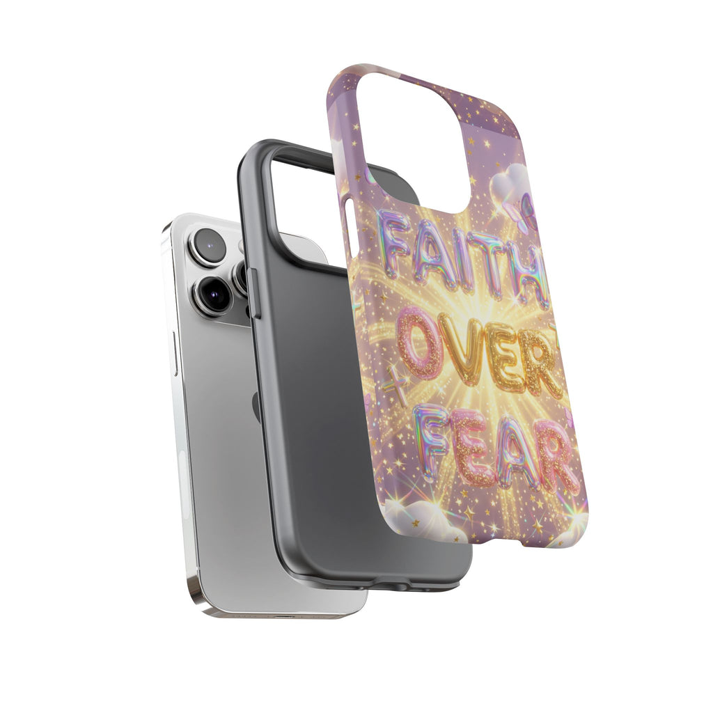 Faith Over Fear Glitter Phone Case — Inspirational Protective iPhone Cover
