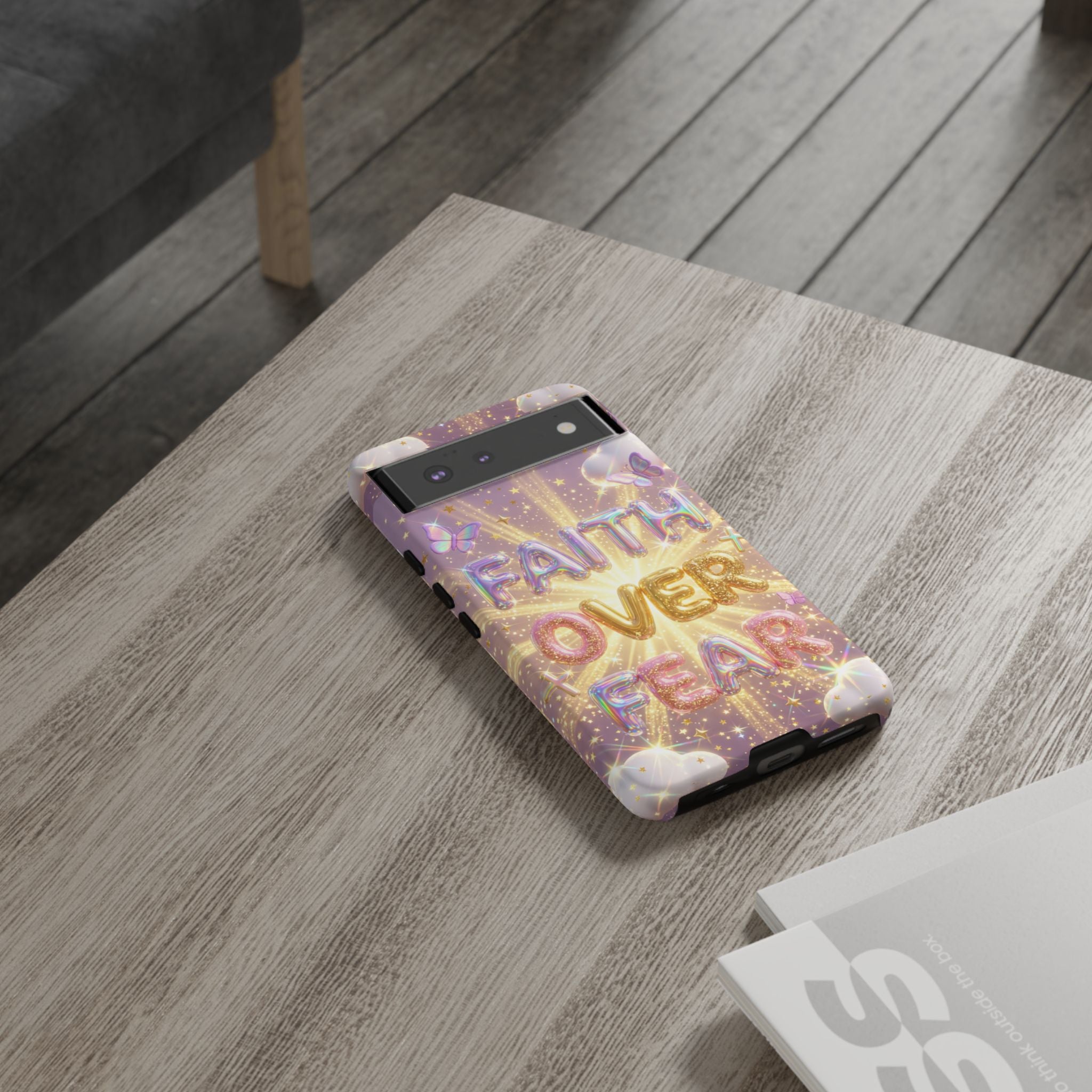 Faith Over Fear Glitter Phone Case — Inspirational Protective iPhone Cover