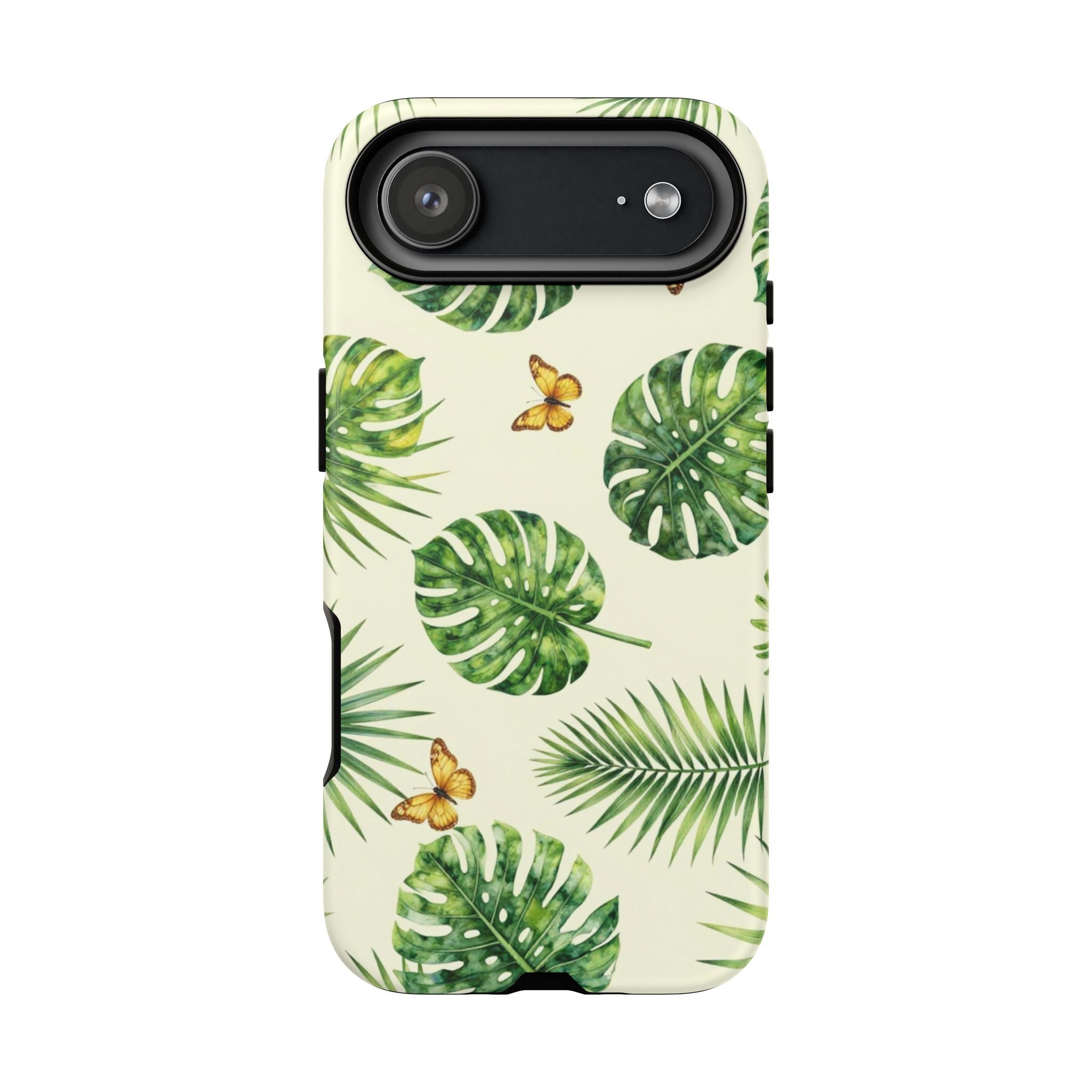 Green Monstera & Palm Leaves with Butterflies Case