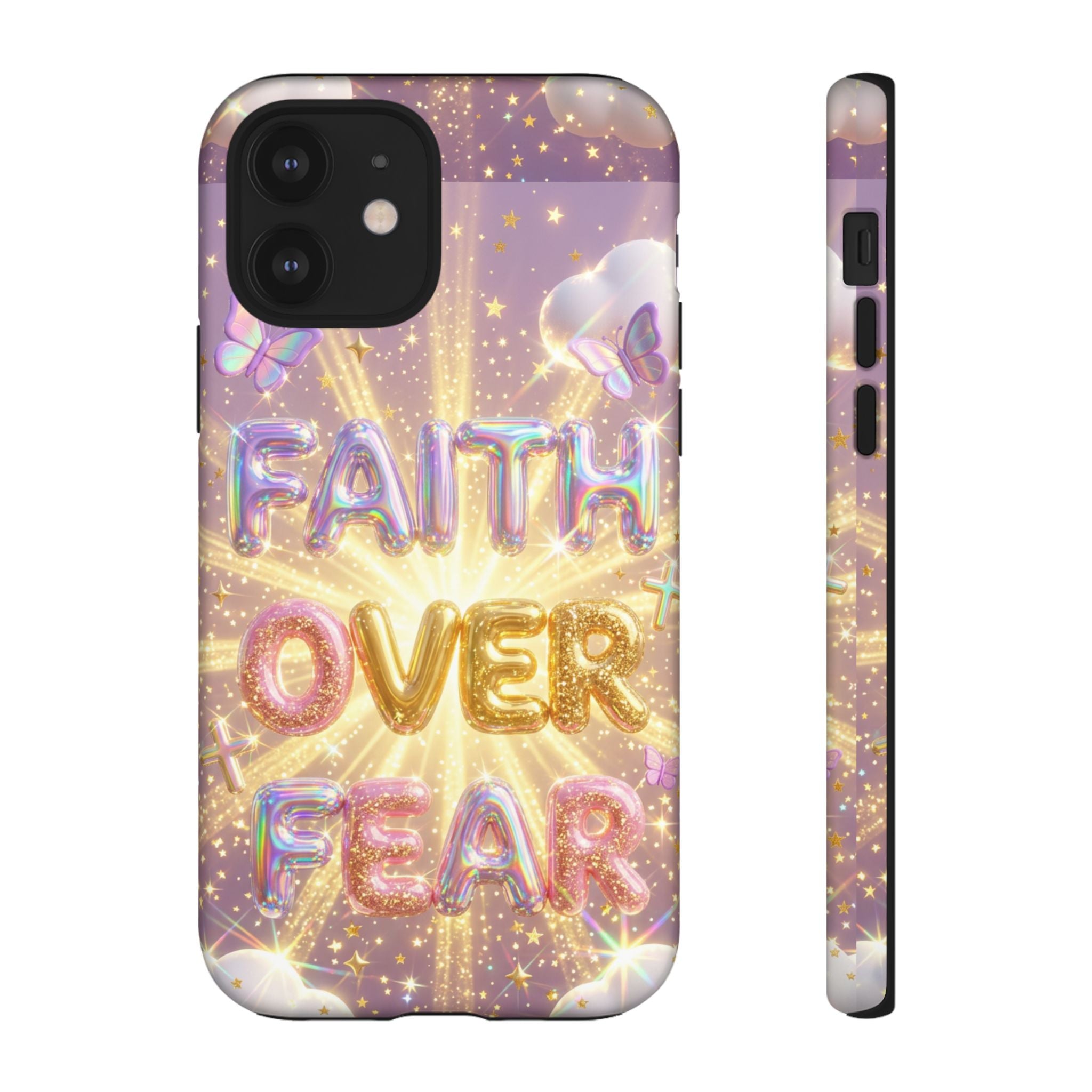 Faith Over Fear Glitter Phone Case — Inspirational Protective iPhone Cover