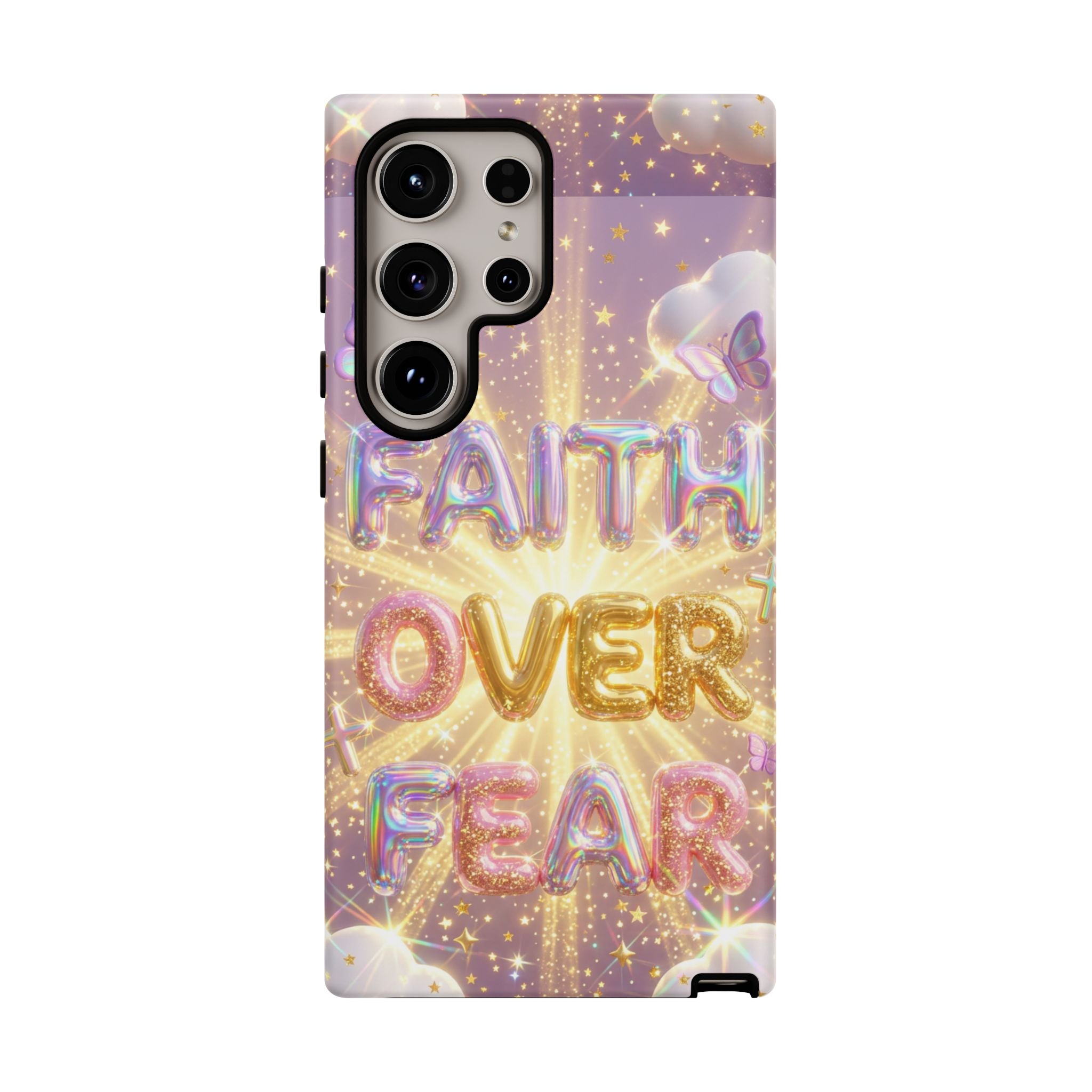 Faith Over Fear Glitter Phone Case — Inspirational Protective iPhone Cover