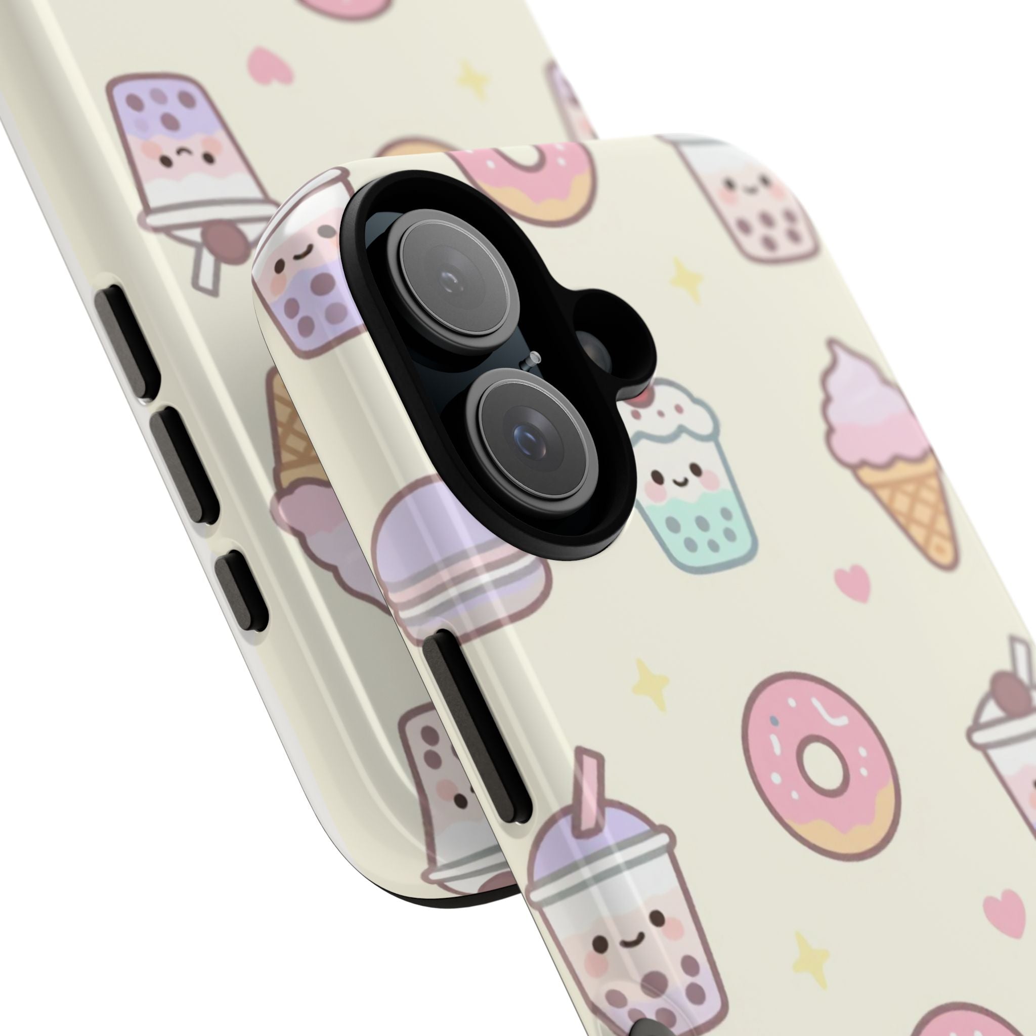 Kawaii Sweets Pattern Phone Case — Cute Donut, Cupcake & Bubble Tea Tough Case