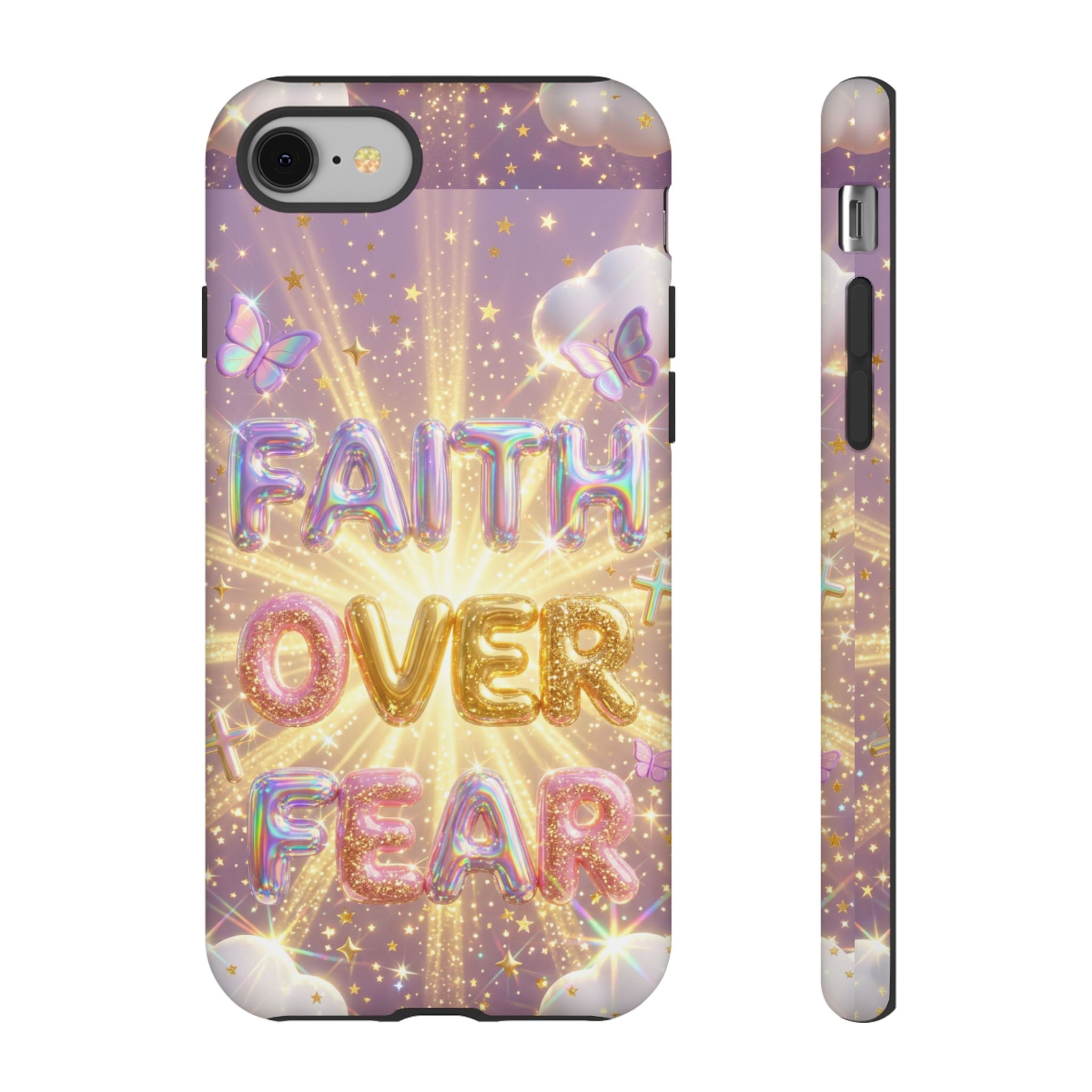 Faith Over Fear Glitter Phone Case — Inspirational Protective iPhone Cover