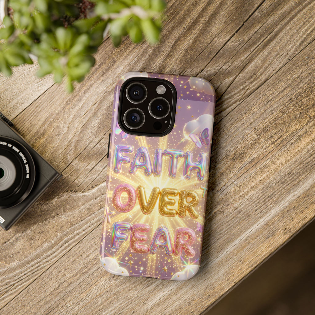 Faith Over Fear Glitter Phone Case — Inspirational Protective iPhone Cover