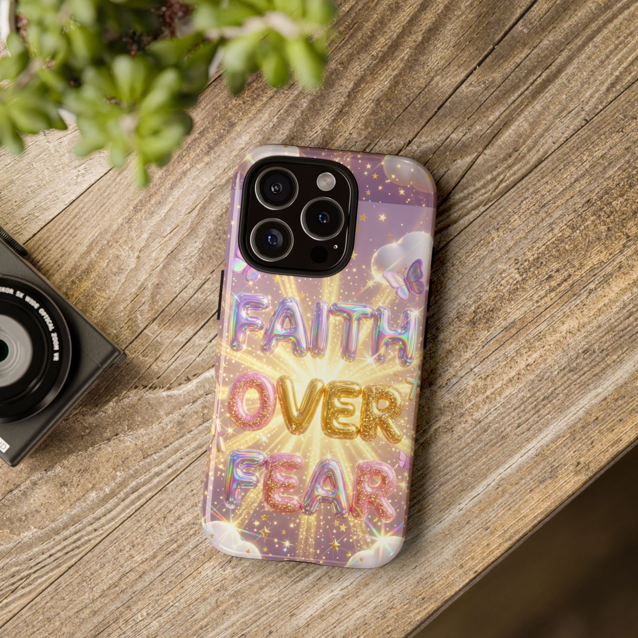 Faith Over Fear Glitter Phone Case — Inspirational Protective iPhone Cover