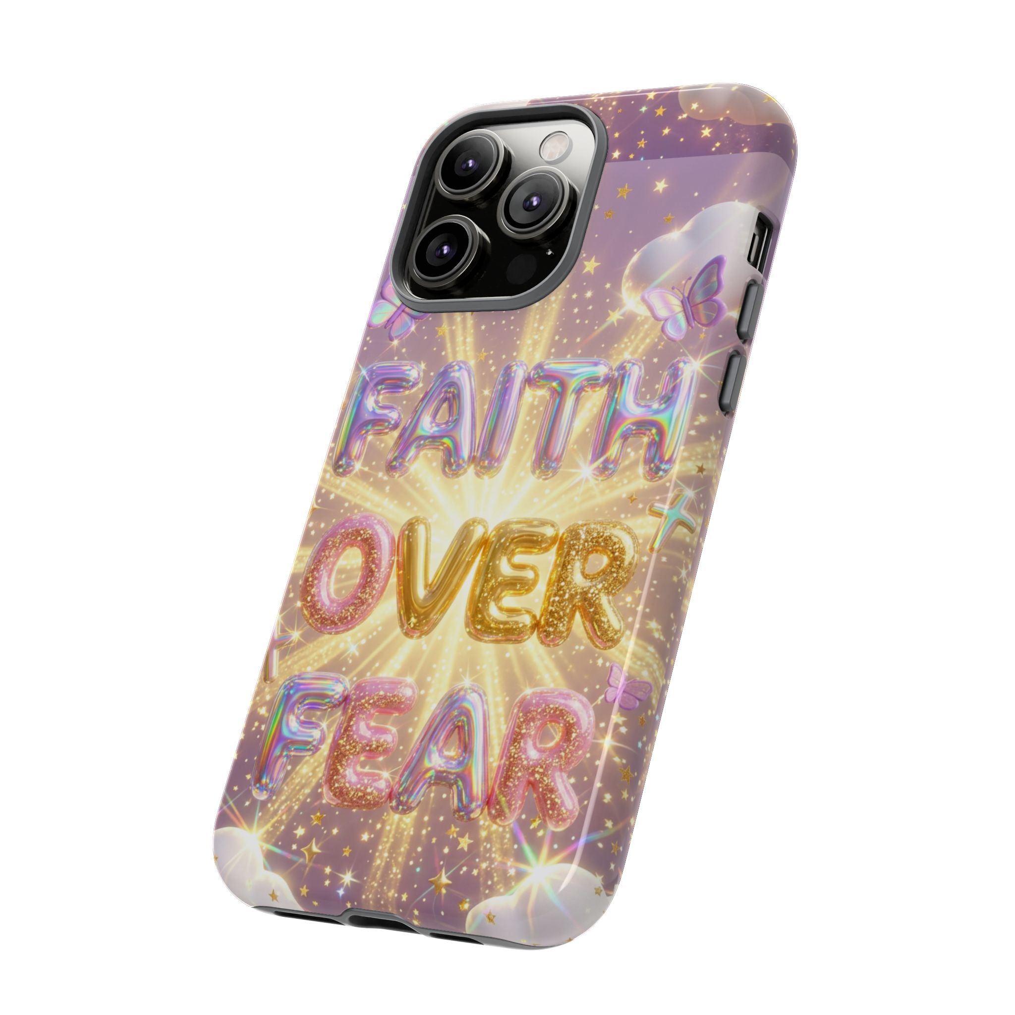 Faith Over Fear Glitter Phone Case — Inspirational Protective iPhone Cover