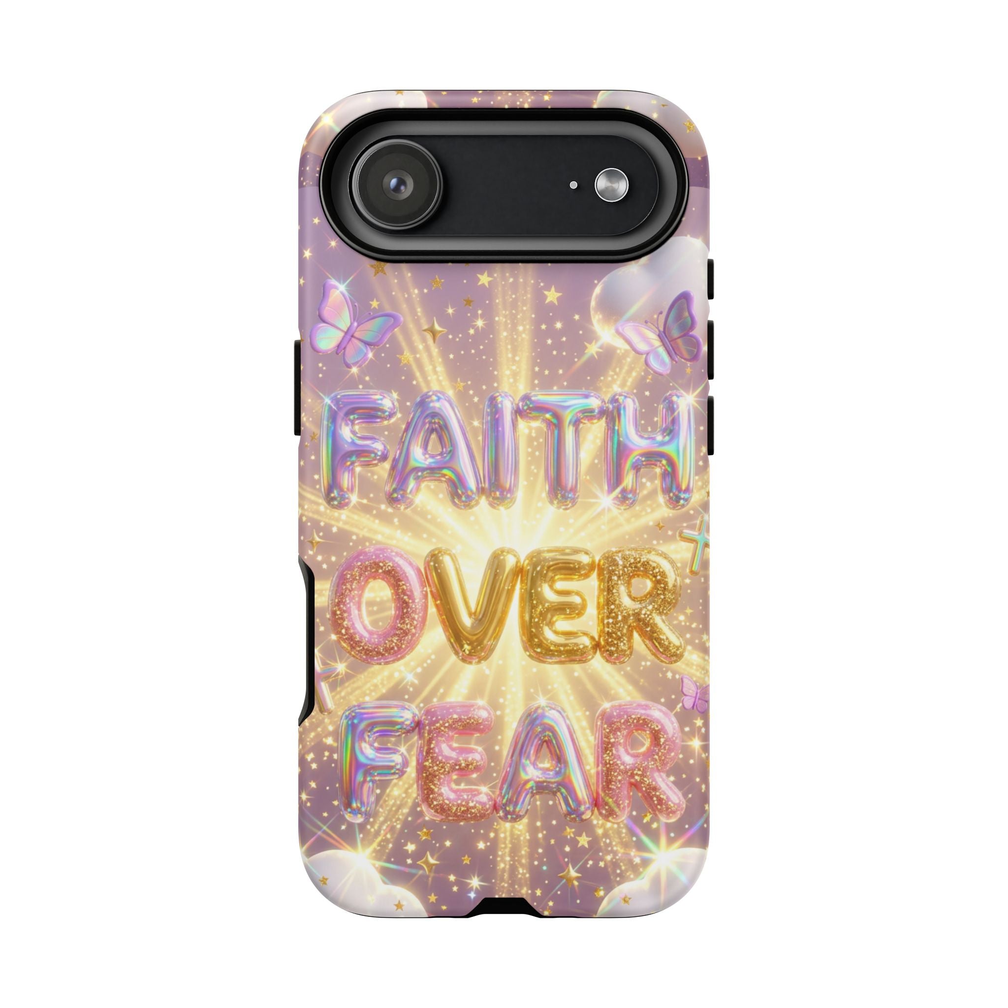 Faith Over Fear Glitter Phone Case — Inspirational Protective iPhone Cover