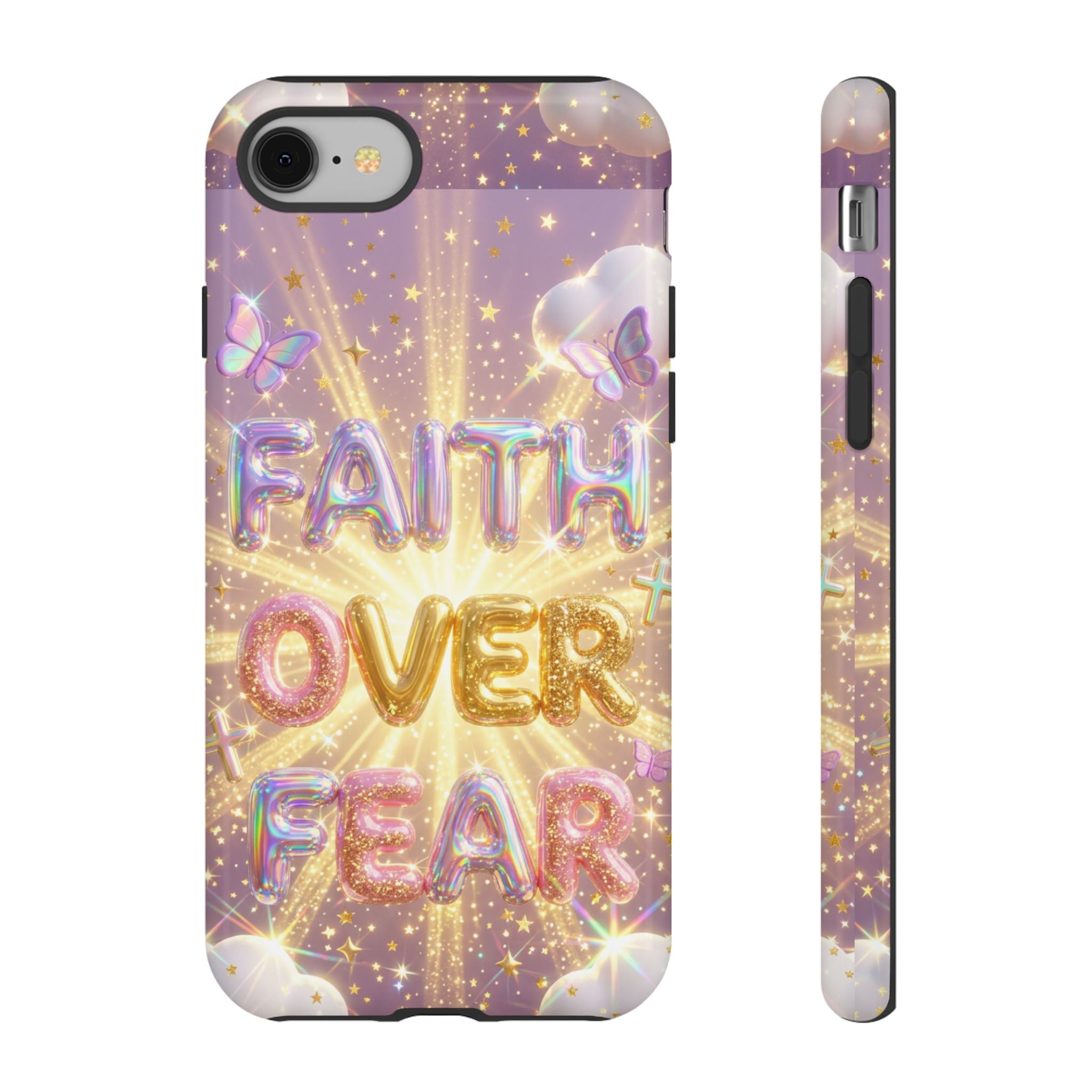 Faith Over Fear Glitter Phone Case — Inspirational Protective iPhone Cover