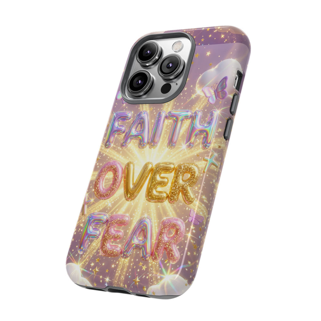 Faith Over Fear Glitter Phone Case — Inspirational Protective iPhone Cover