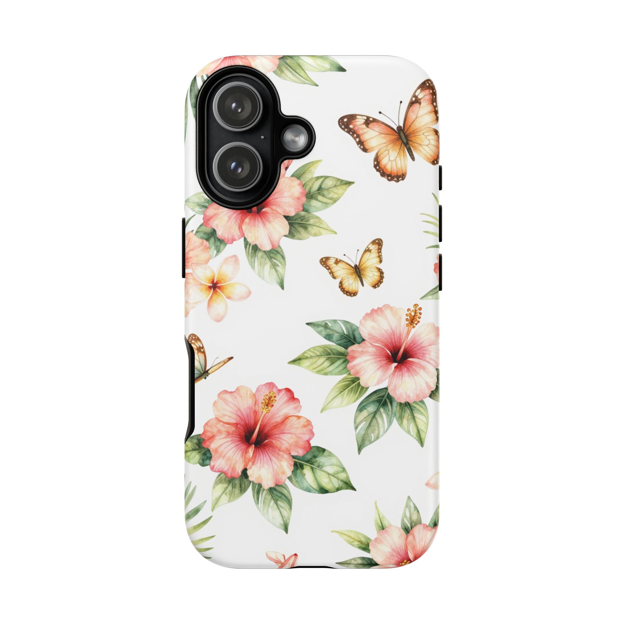 Floral Butterflies Tough Phone Case – Tropical Hibiscus Protective Cover