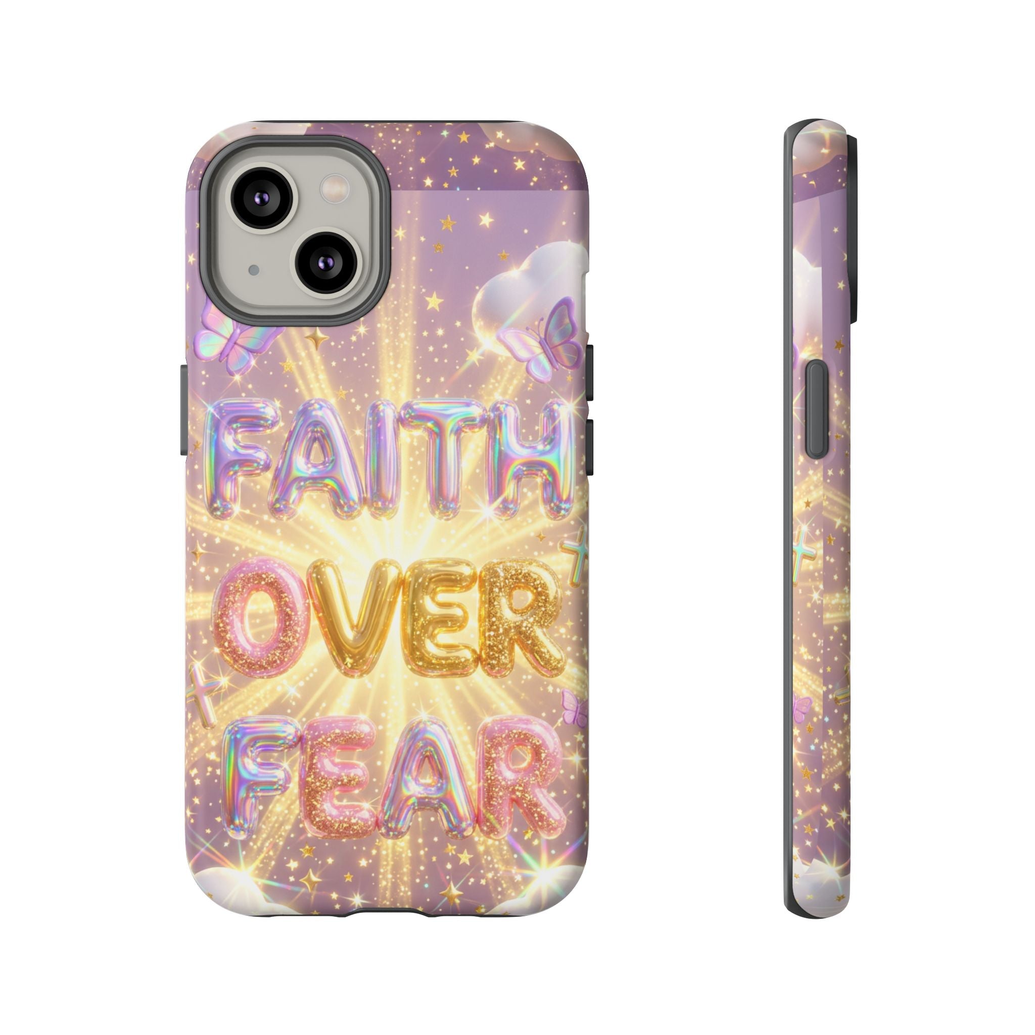 Faith Over Fear Glitter Phone Case — Inspirational Protective iPhone Cover