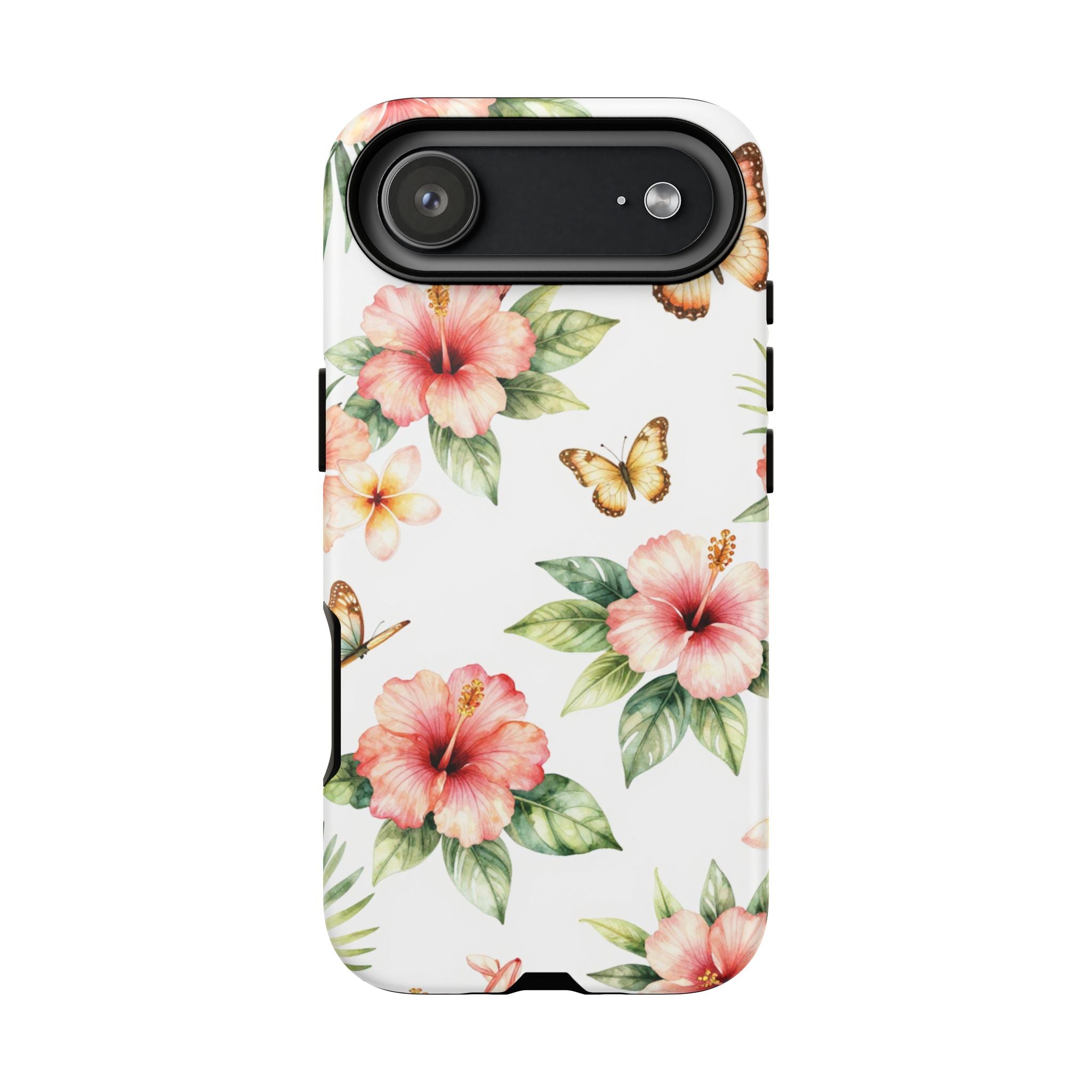 Floral Butterflies Tough Phone Case – Tropical Hibiscus Protective Cover
