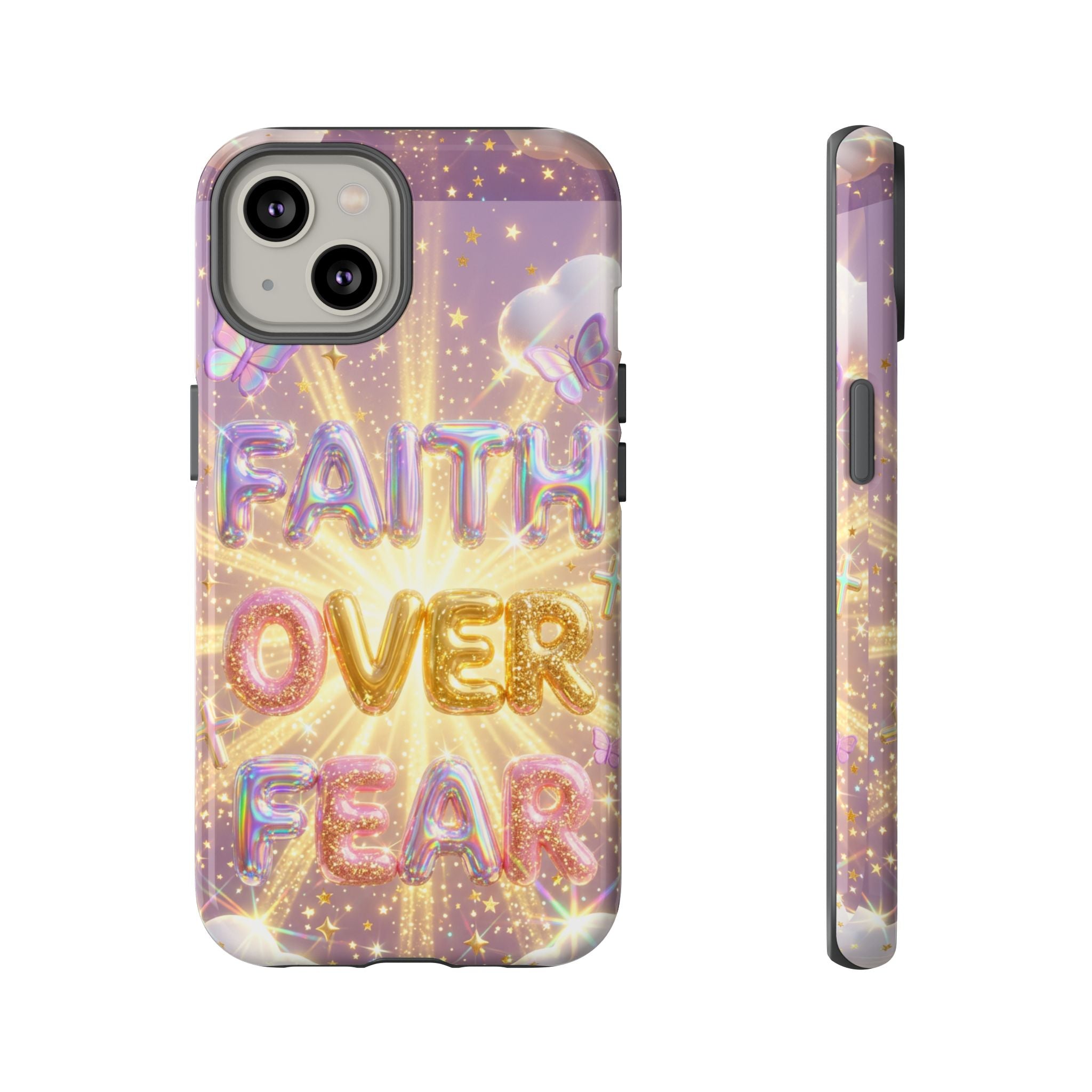 Faith Over Fear Glitter Phone Case — Inspirational Protective iPhone Cover