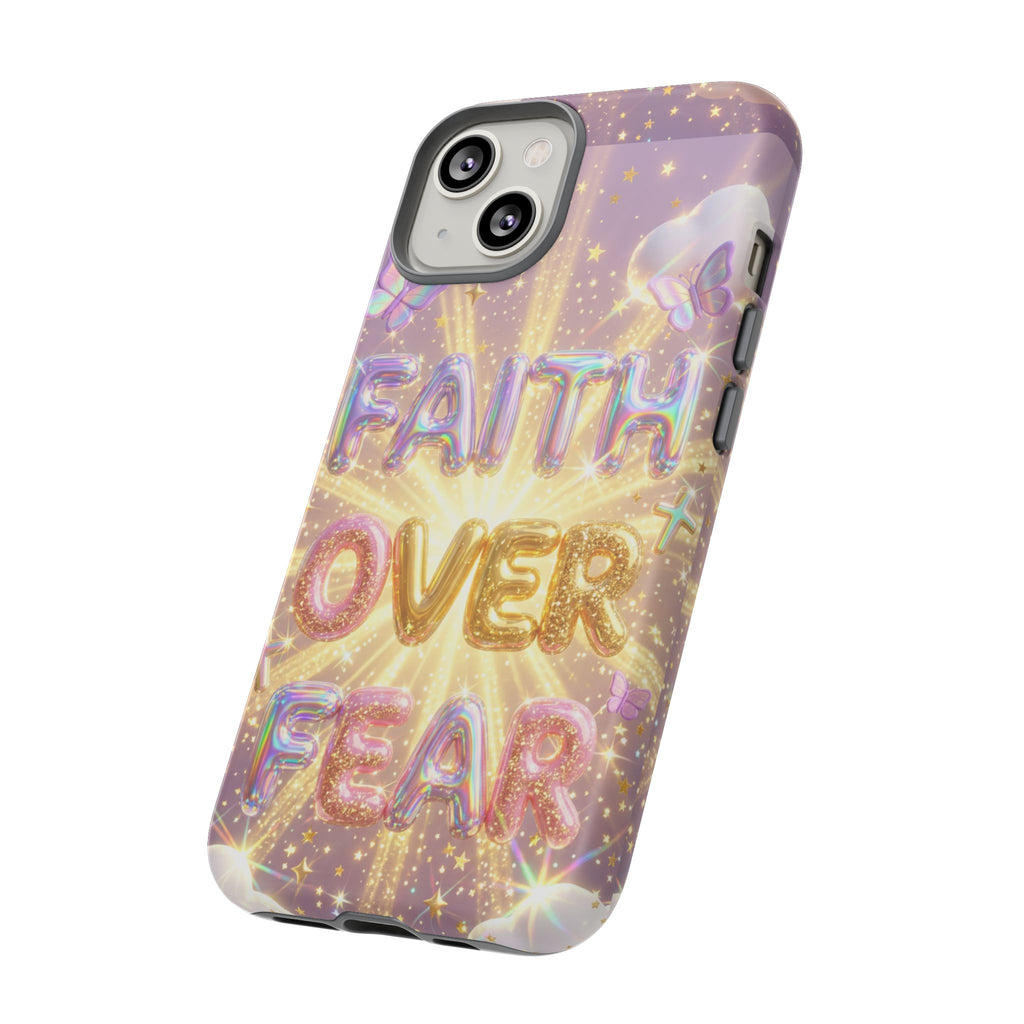 Faith Over Fear Glitter Phone Case — Inspirational Protective iPhone Cover