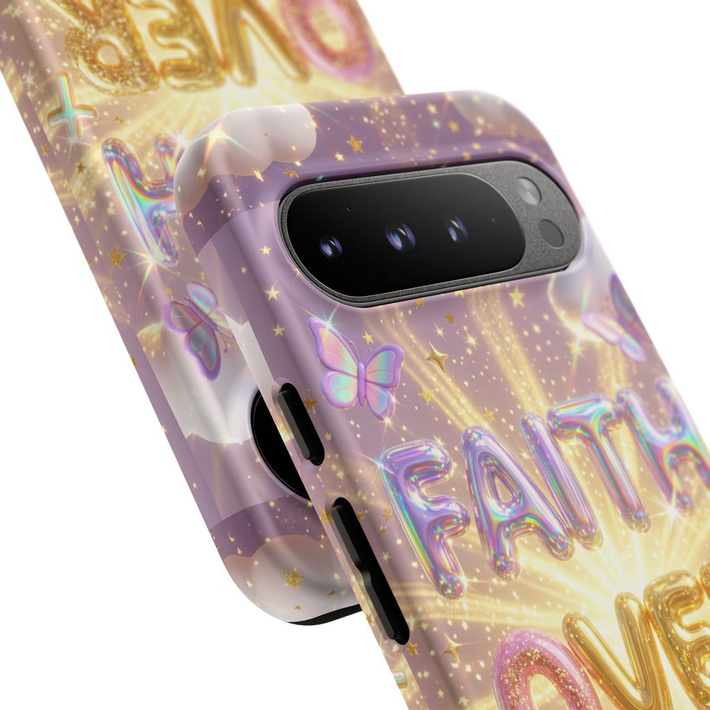 Faith Over Fear Glitter Phone Case — Inspirational Protective iPhone Cover