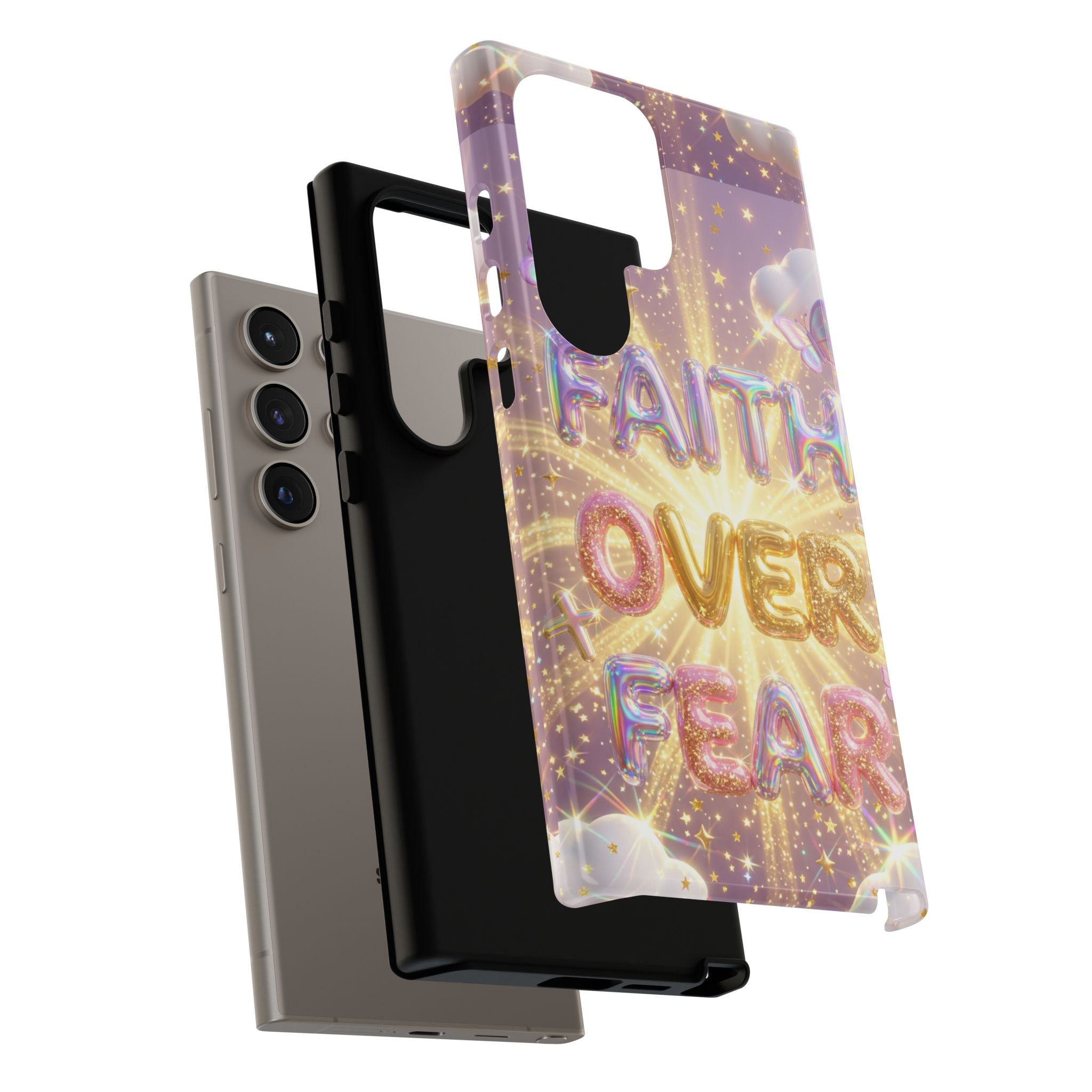 Faith Over Fear Glitter Phone Case — Inspirational Protective iPhone Cover