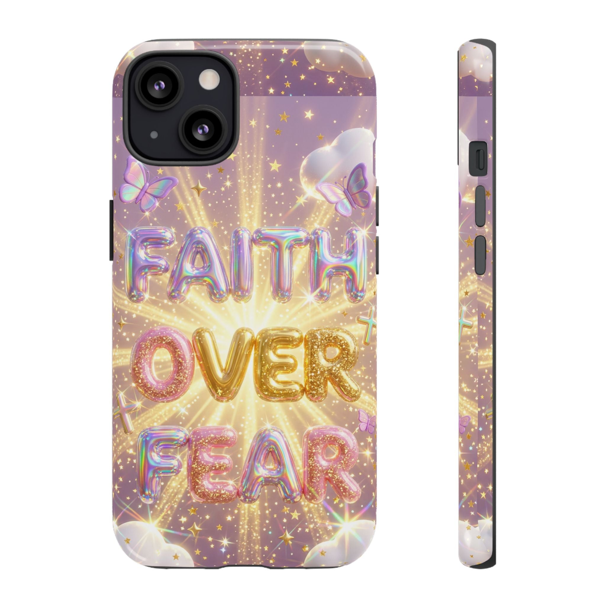 Faith Over Fear Glitter Phone Case — Inspirational Protective iPhone Cover