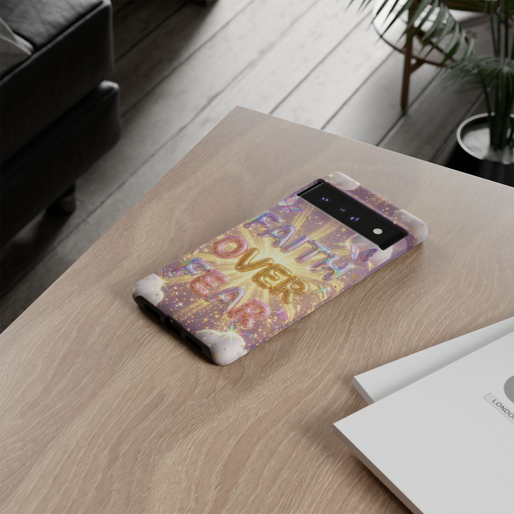 Faith Over Fear Glitter Phone Case — Inspirational Protective iPhone Cover