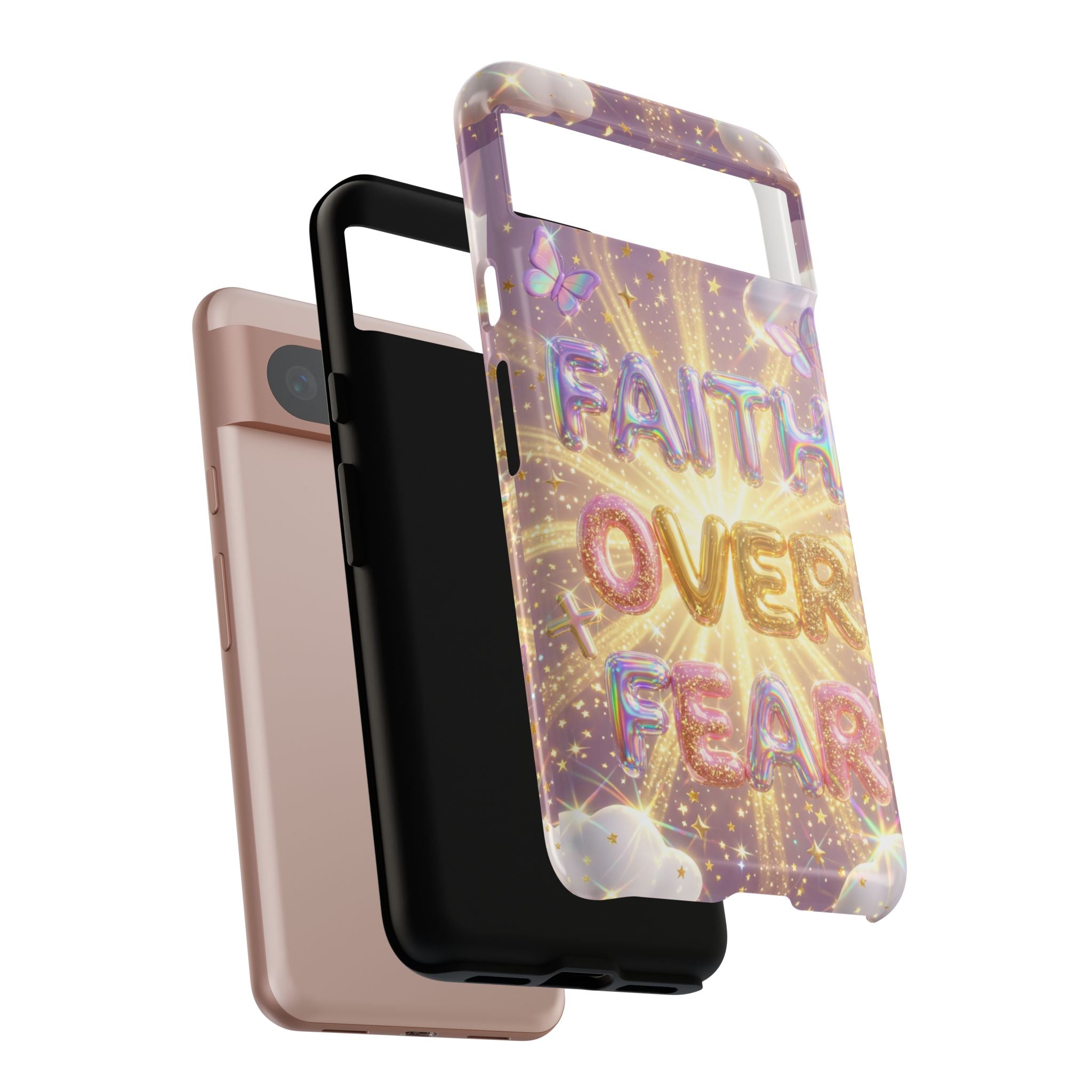 Faith Over Fear Glitter Phone Case — Inspirational Protective iPhone Cover