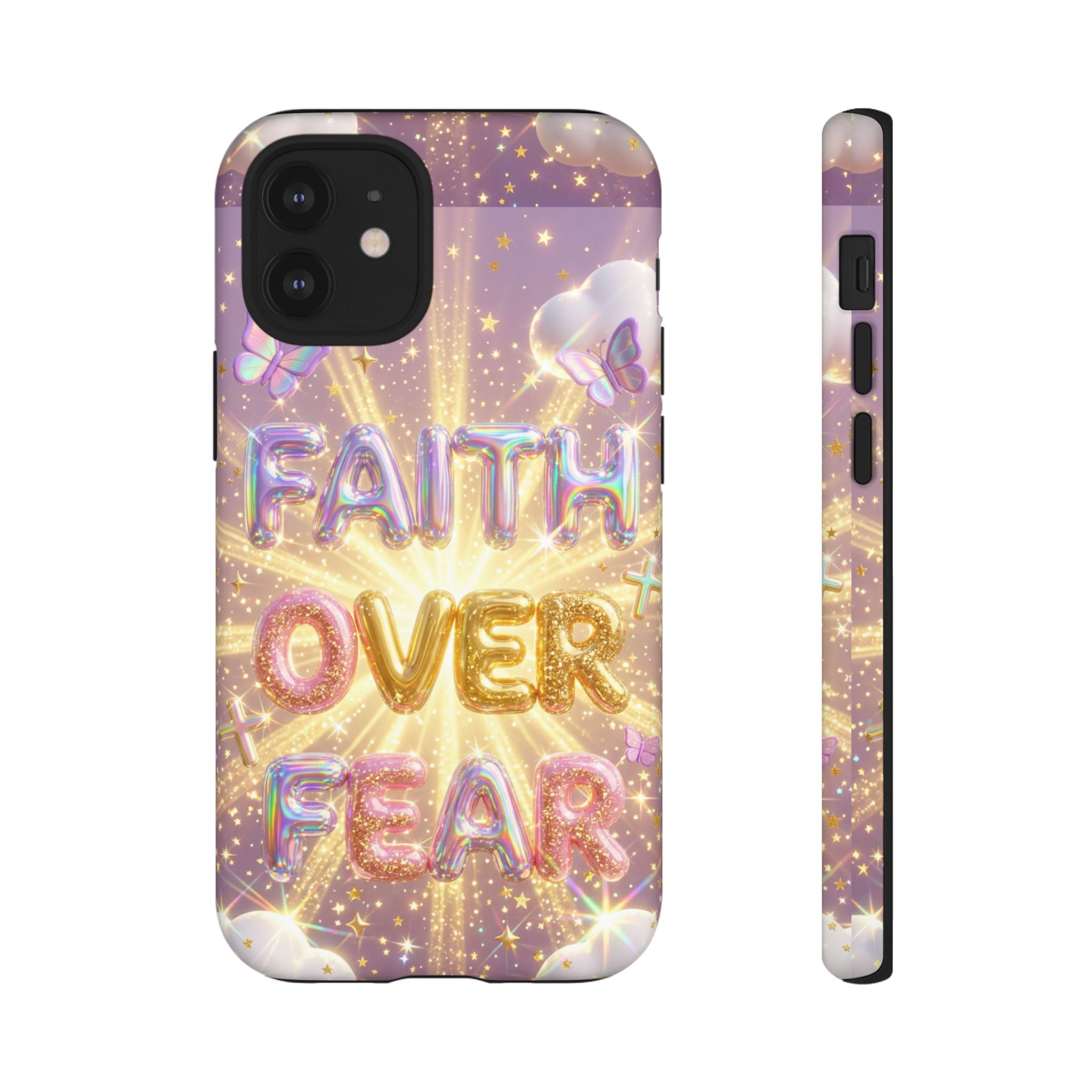 Faith Over Fear Glitter Phone Case — Inspirational Protective iPhone Cover