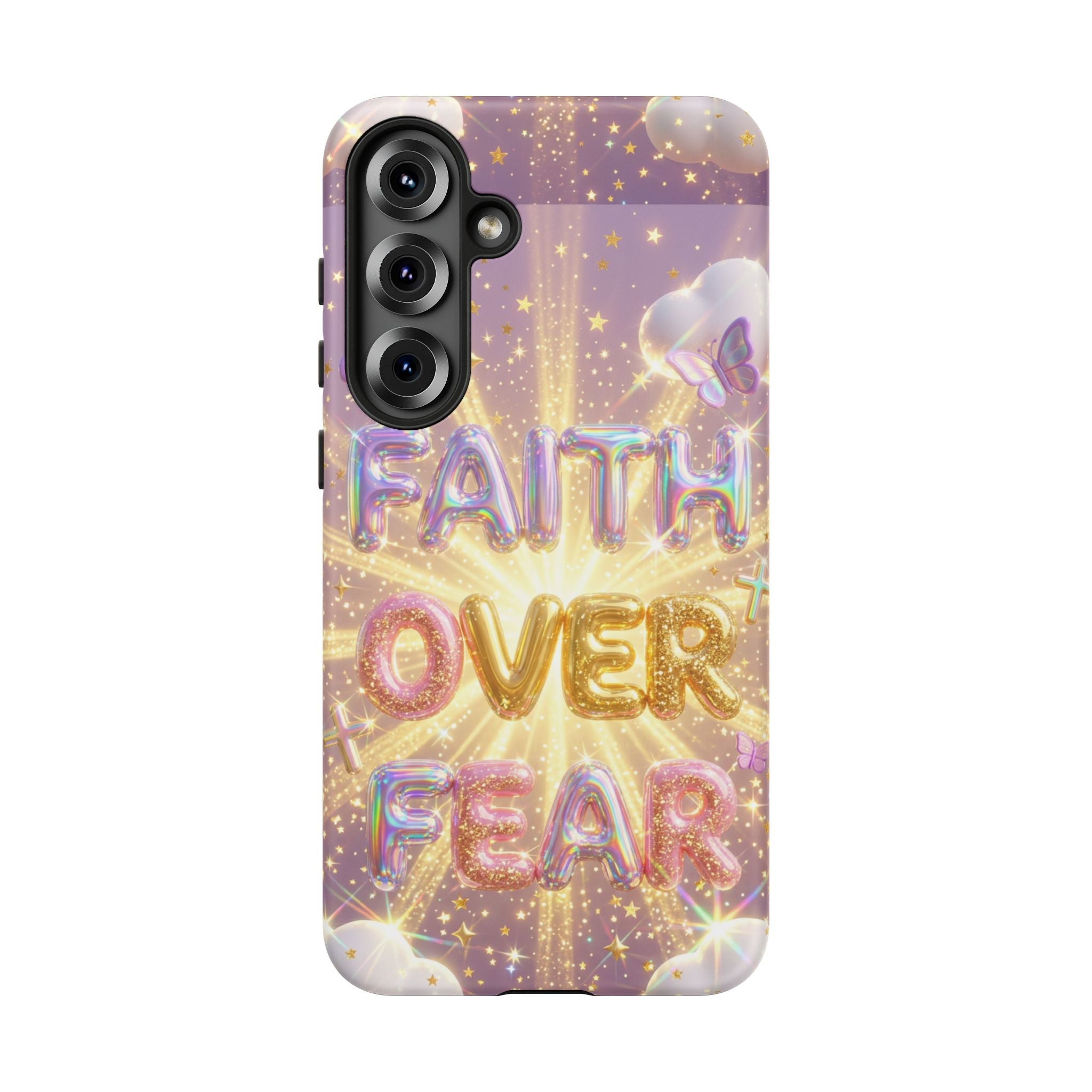 Faith Over Fear Glitter Phone Case — Inspirational Protective iPhone Cover
