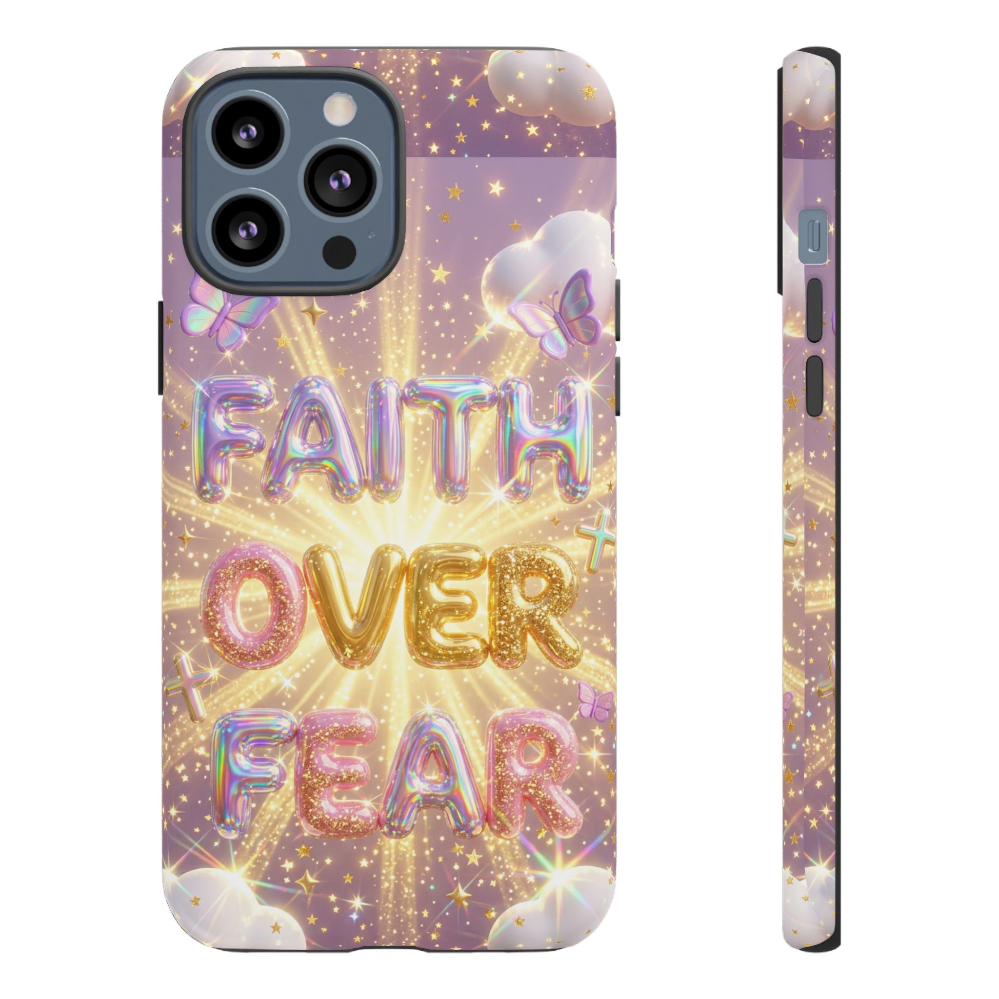 Faith Over Fear Glitter Phone Case — Inspirational Protective iPhone Cover