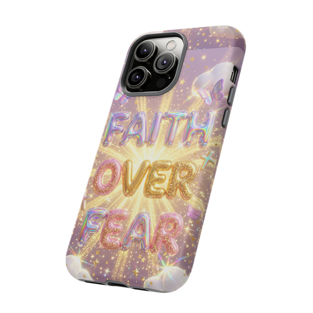 Faith Over Fear Glitter Phone Case — Inspirational Protective iPhone Cover