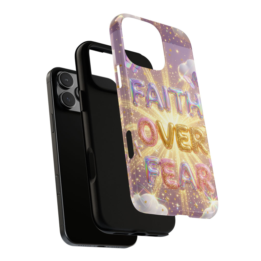 Faith Over Fear Glitter Phone Case — Inspirational Protective iPhone Cover