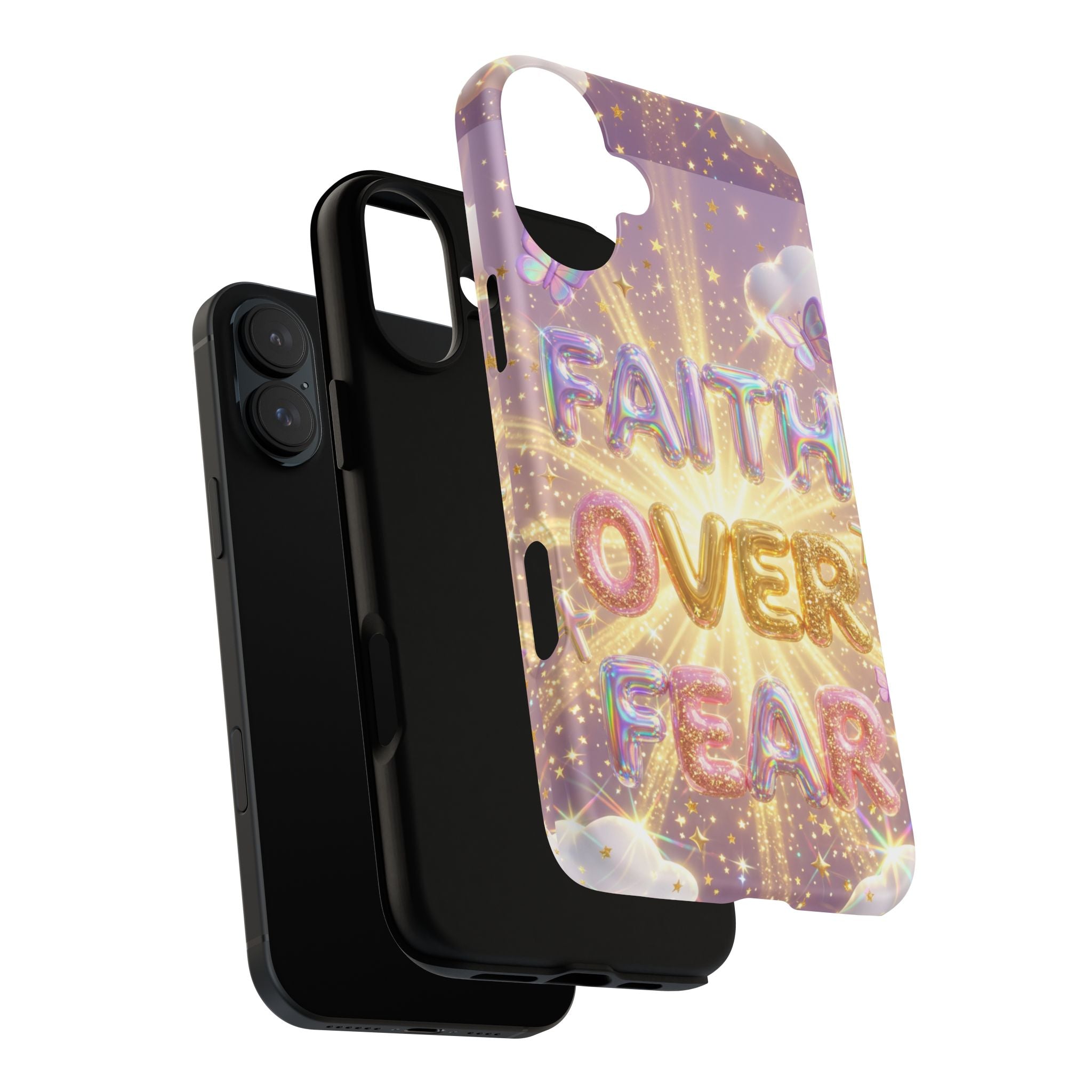 Faith Over Fear Glitter Phone Case — Inspirational Protective iPhone Cover