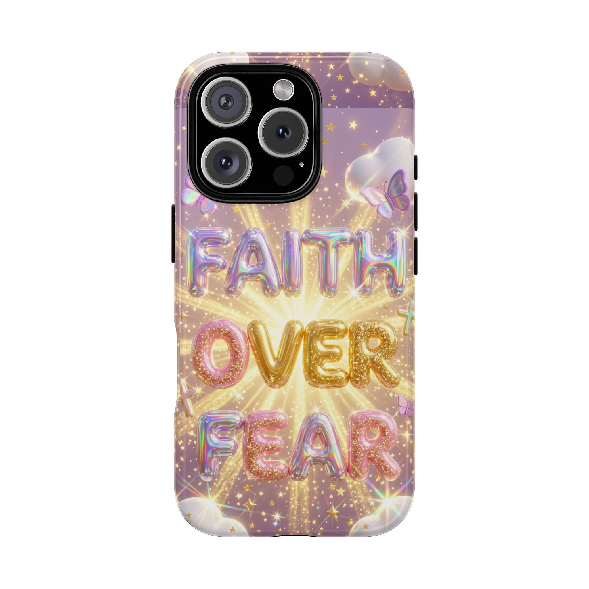Faith Over Fear Glitter Phone Case — Inspirational Protective iPhone Cover