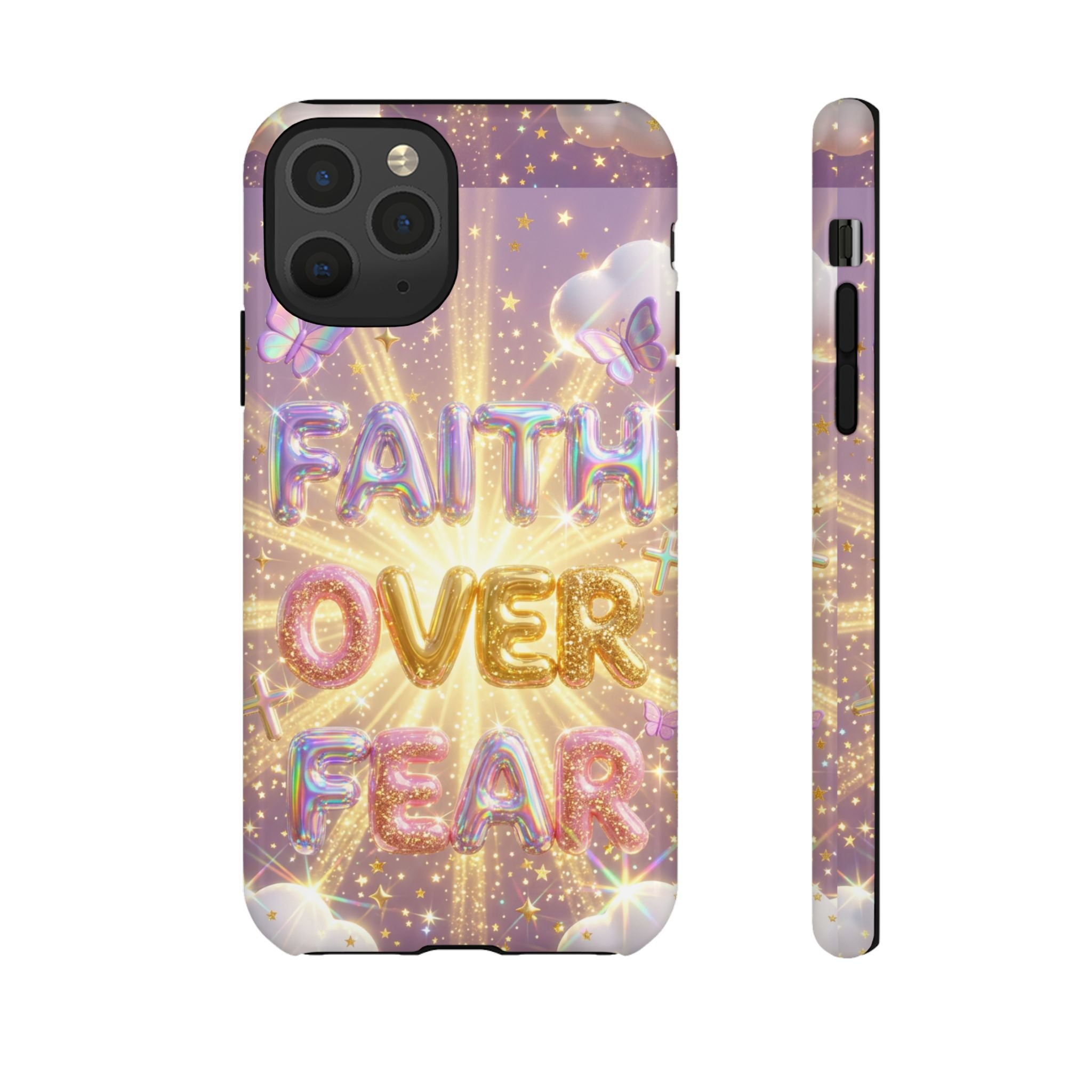 Faith Over Fear Glitter Phone Case — Inspirational Protective iPhone Cover