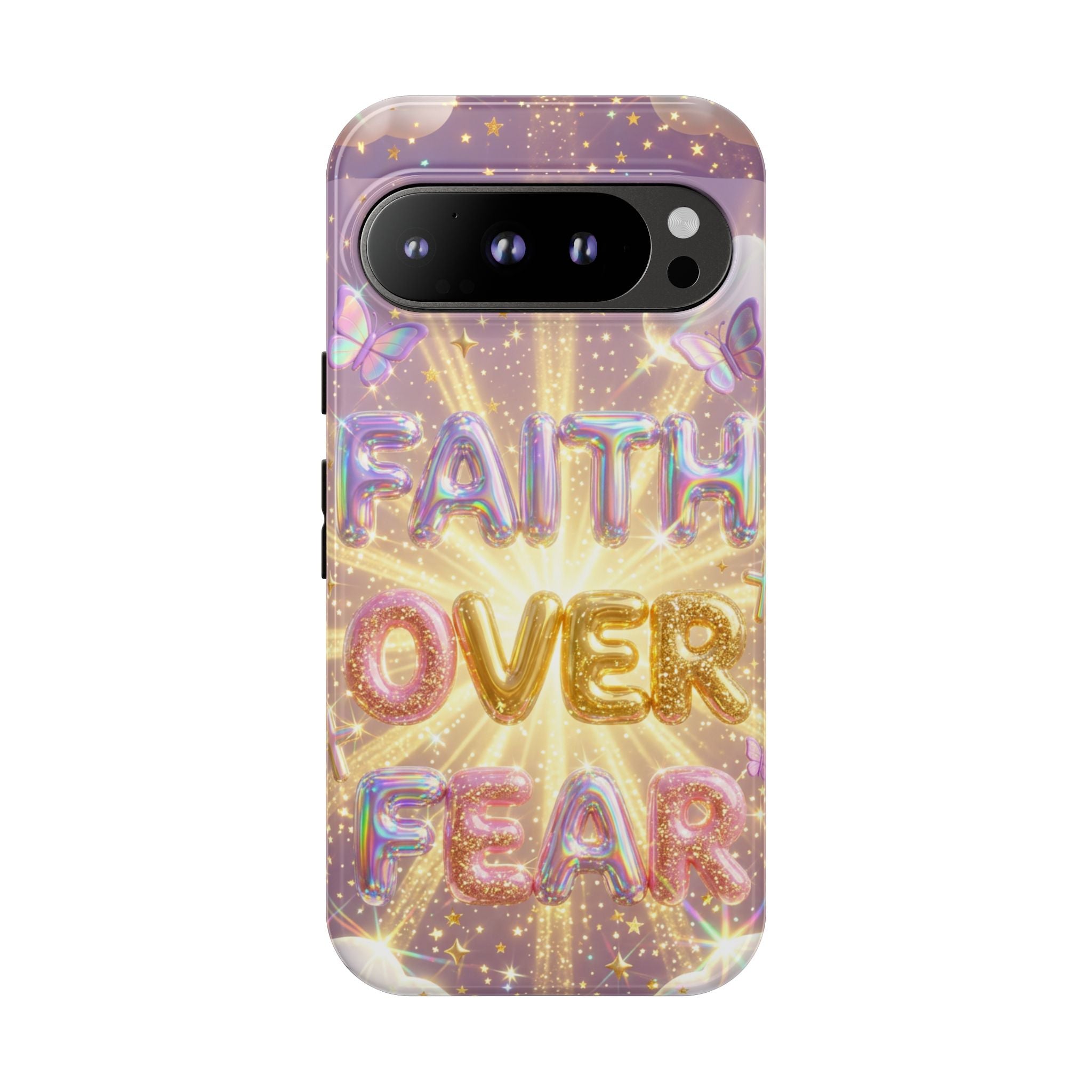 Faith Over Fear Glitter Phone Case — Inspirational Protective iPhone Cover