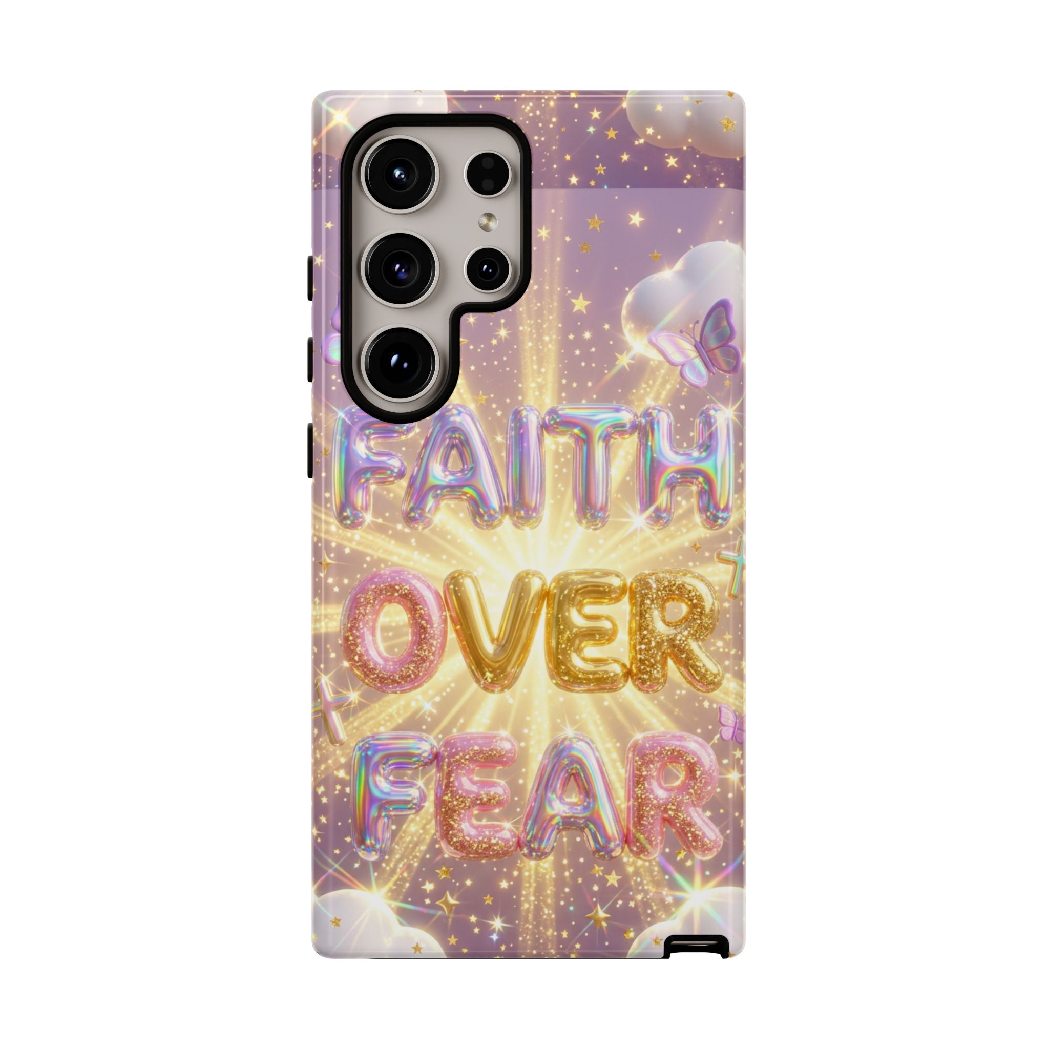 Faith Over Fear Glitter Phone Case — Inspirational Protective iPhone Cover
