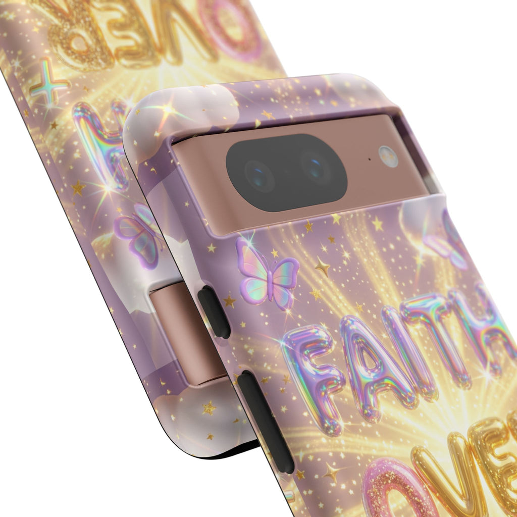Faith Over Fear Glitter Phone Case — Inspirational Protective iPhone Cover