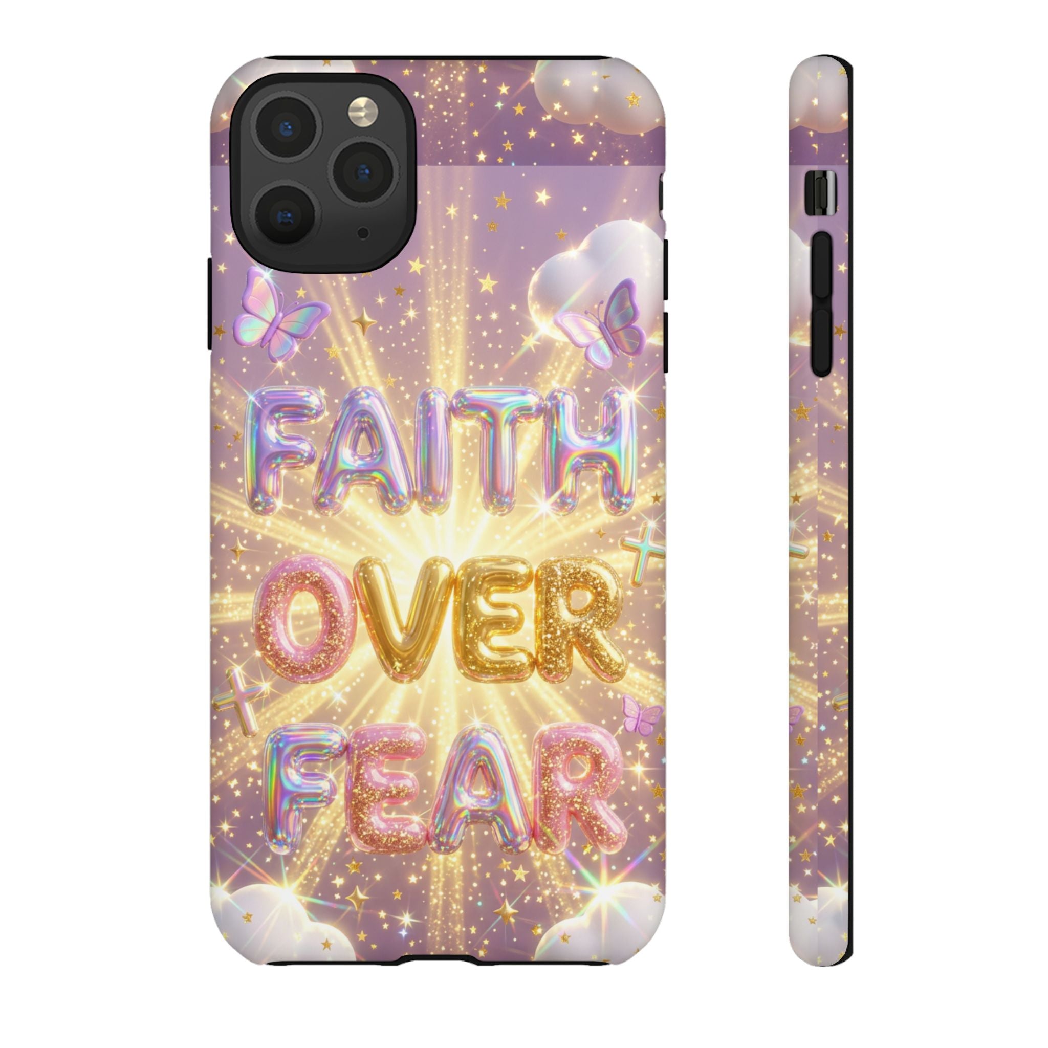 Faith Over Fear Glitter Phone Case — Inspirational Protective iPhone Cover