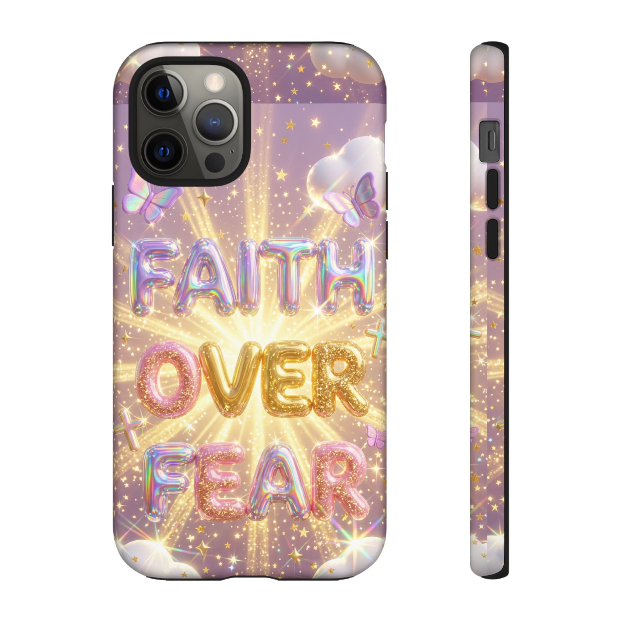 Faith Over Fear Glitter Phone Case — Inspirational Protective iPhone Cover