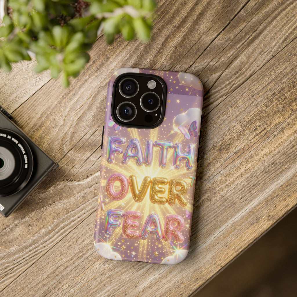 Faith Over Fear Glitter Phone Case — Inspirational Protective iPhone Cover