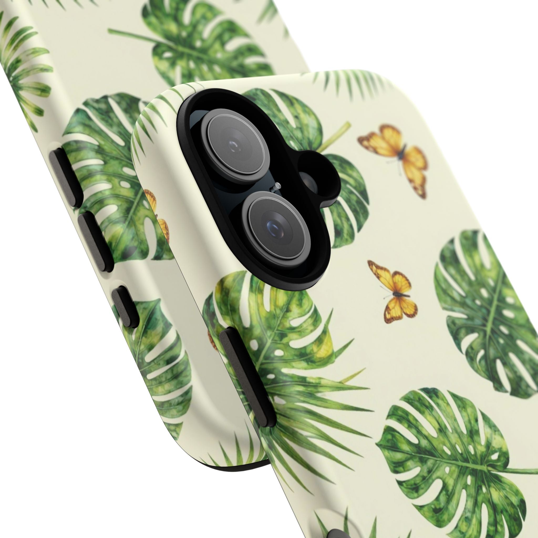 Green Monstera & Palm Leaves with Butterflies Case