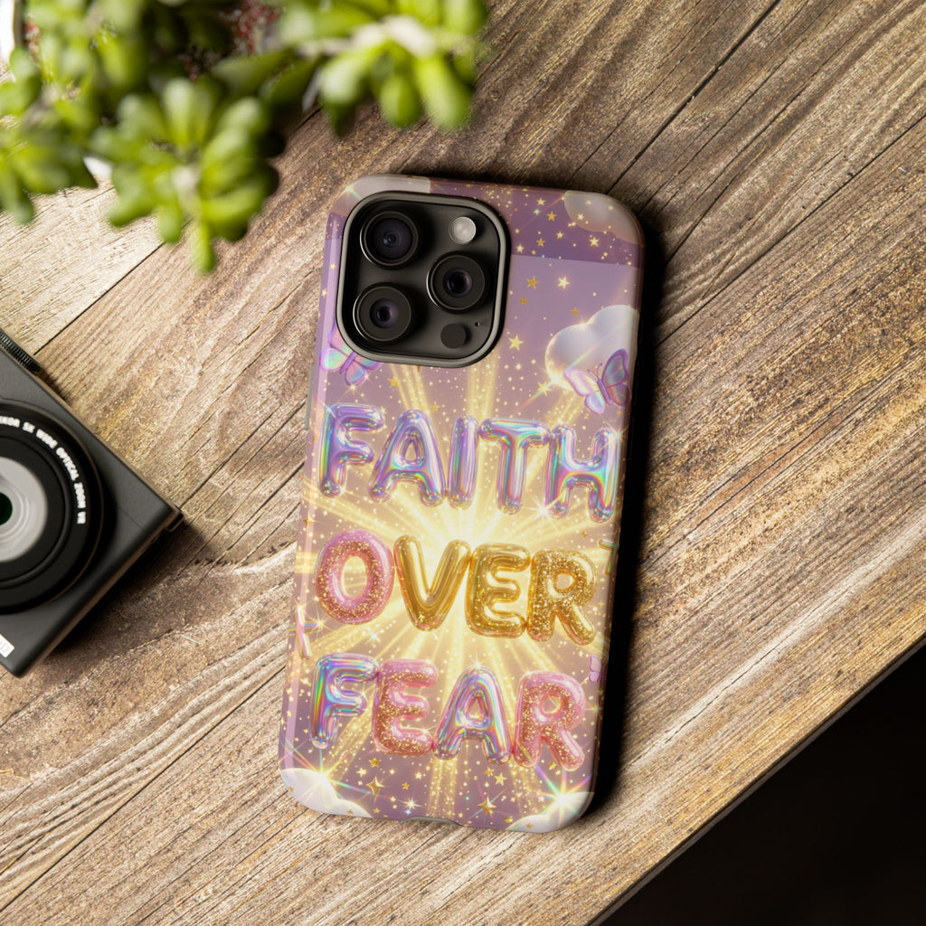 Faith Over Fear Glitter Phone Case — Inspirational Protective iPhone Cover