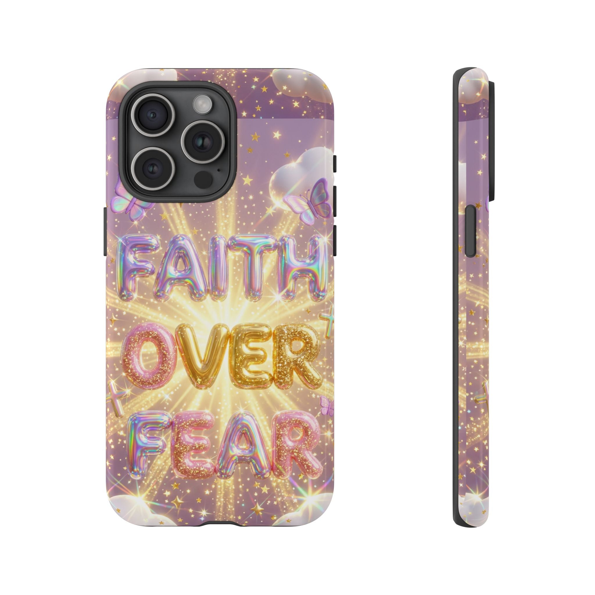 Faith Over Fear Glitter Phone Case — Inspirational Protective iPhone Cover